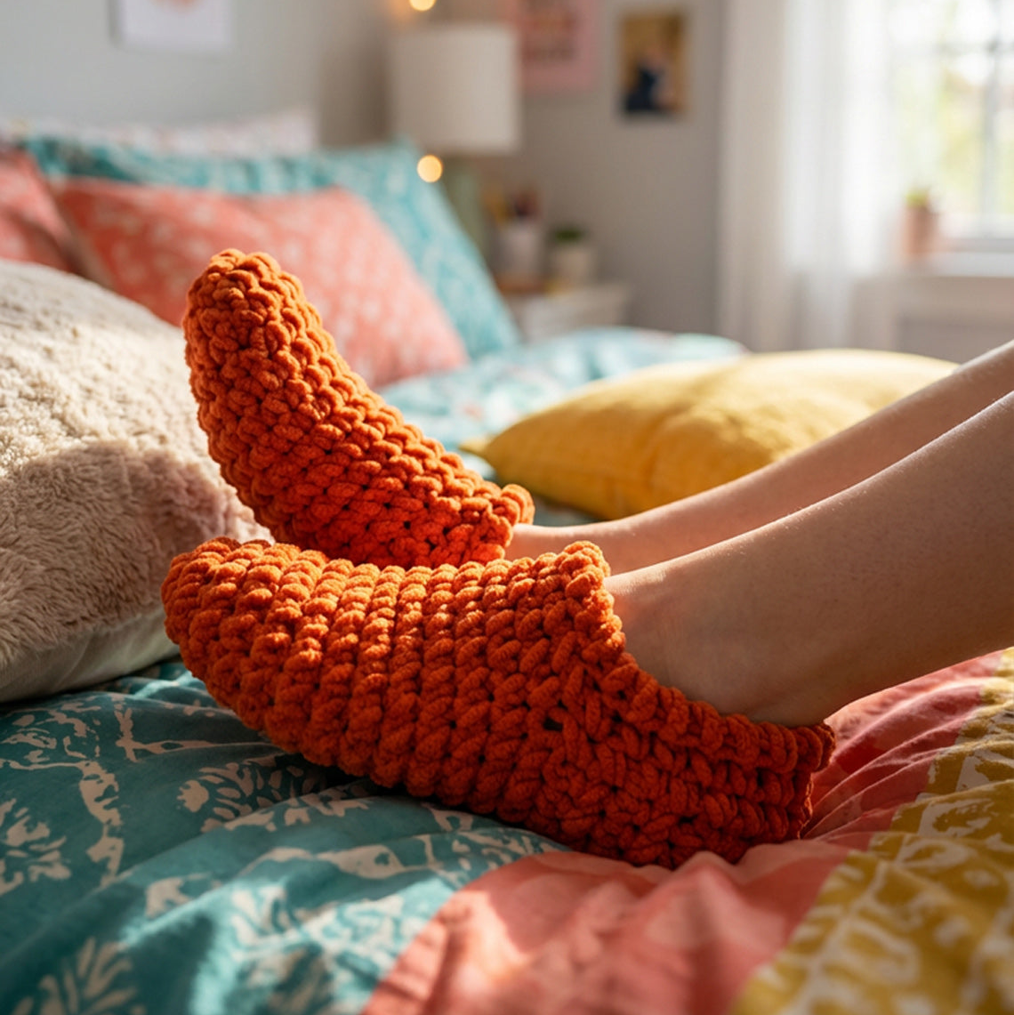 Crochet Beginner Slippers with Velvet Yarn