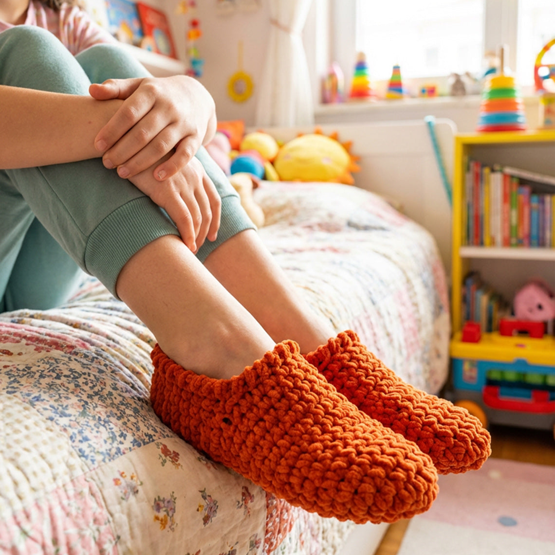 Crochet Beginner Slippers with Velvet Yarn