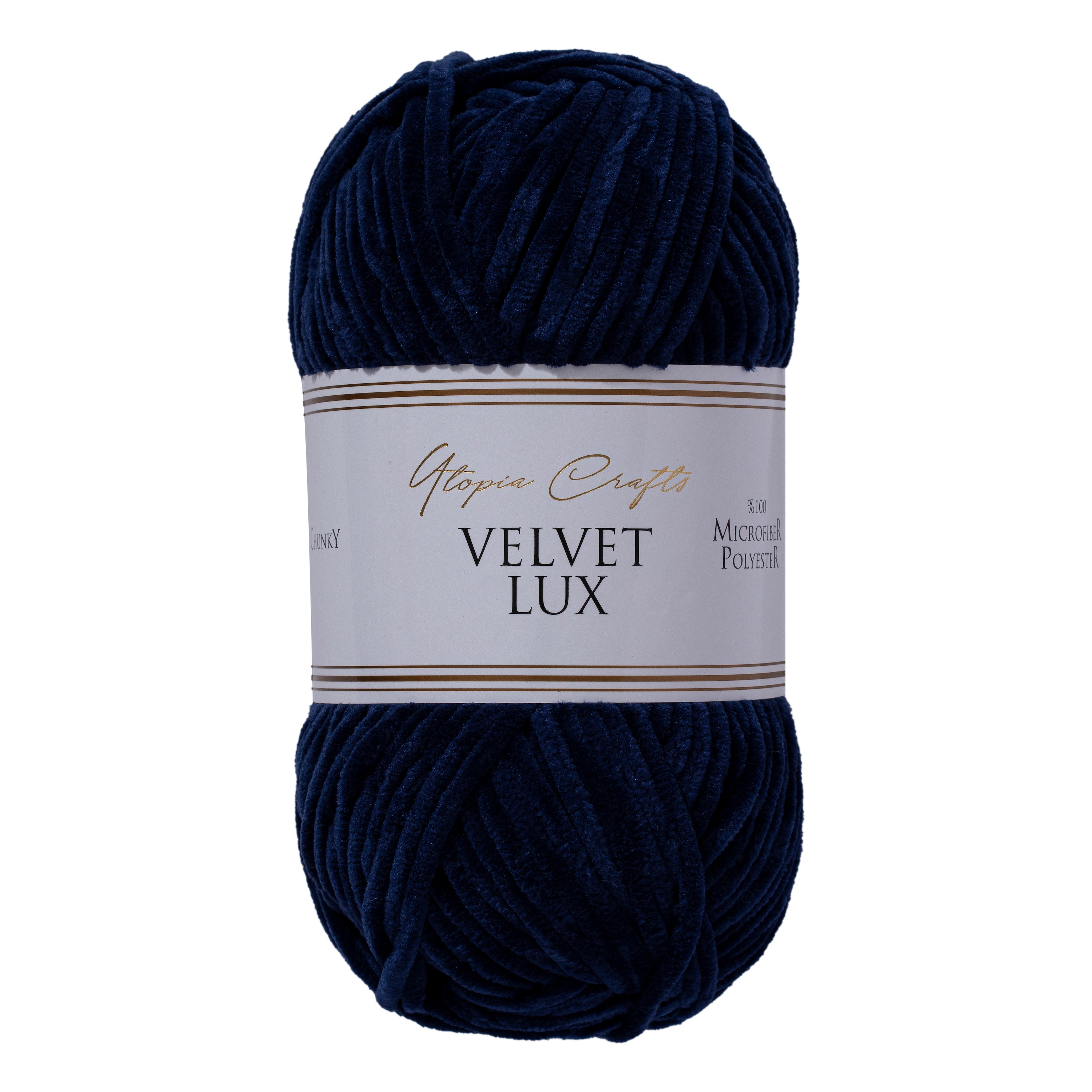 Utopia Crafts Velvet Lux Chenille Super Soft Chunky Yarn 100g - 110m (Midnight Blue / Extra Soft)