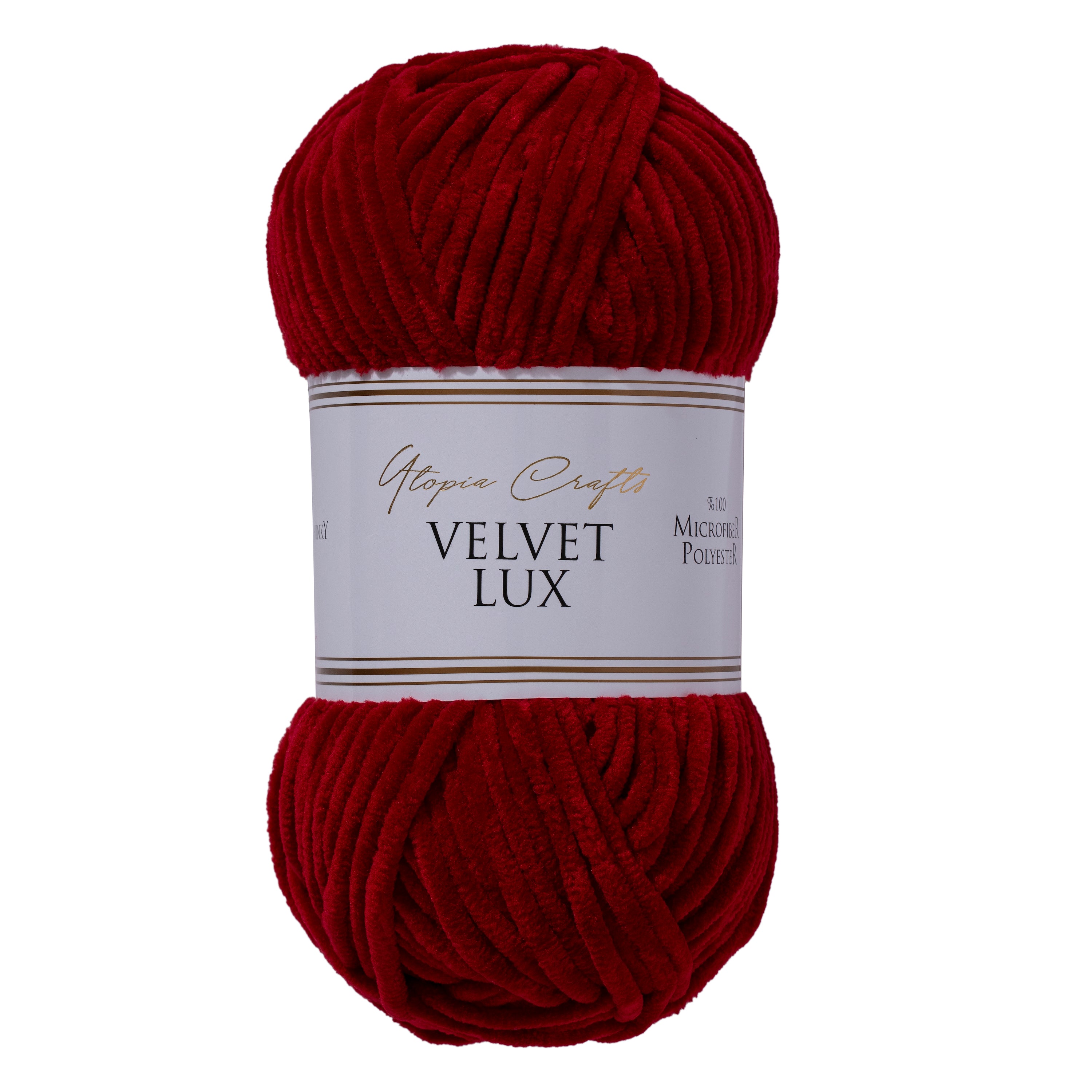 Utopia Crafts Velvet Lux Chenille Super Soft Chunky Yarn 100g - 110m (Dark Scarlet / Extra Soft)