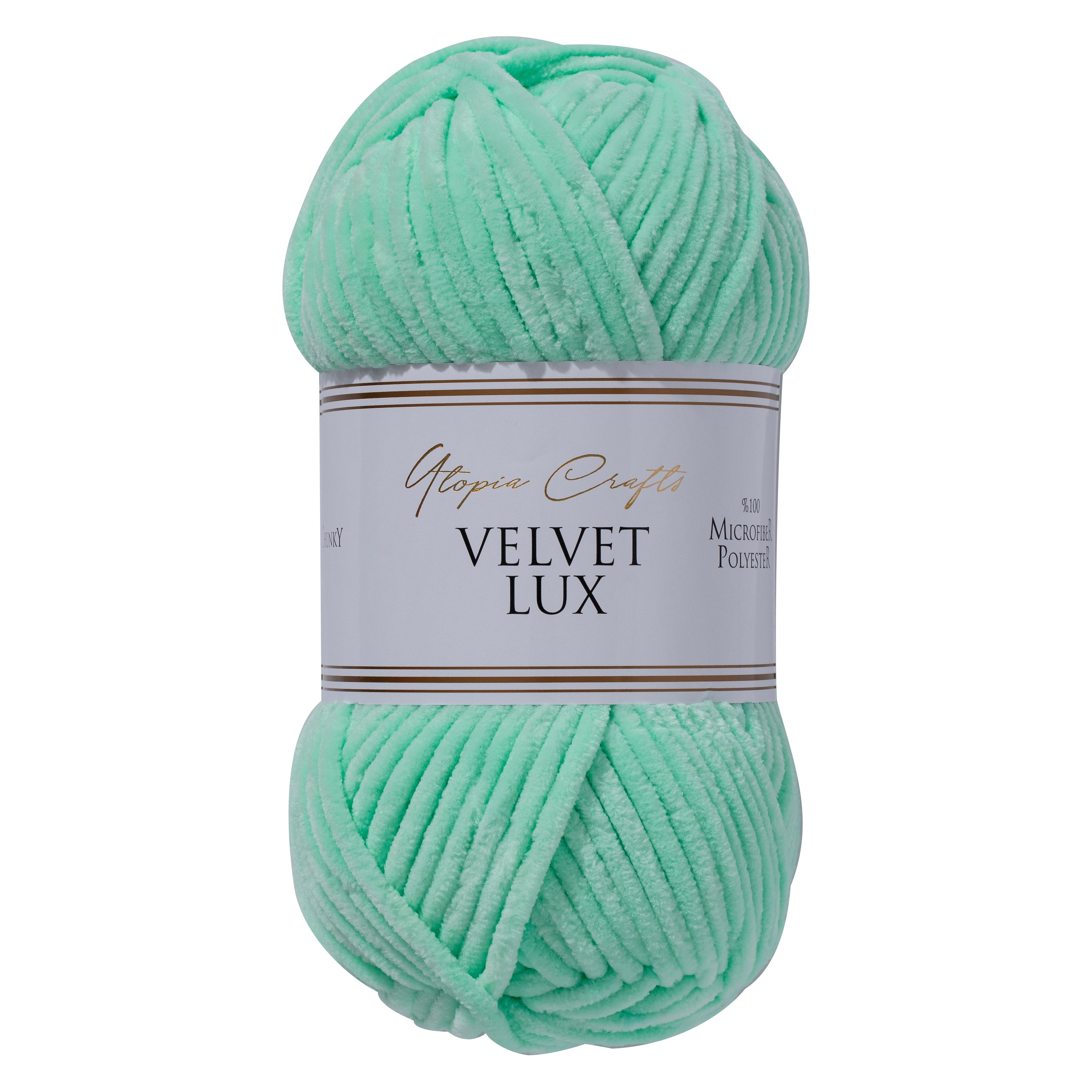 Utopia Crafts Velvet Lux Chenille Super Soft Chunky Yarn 100g - 110m (Pale Teal / Extra Soft)