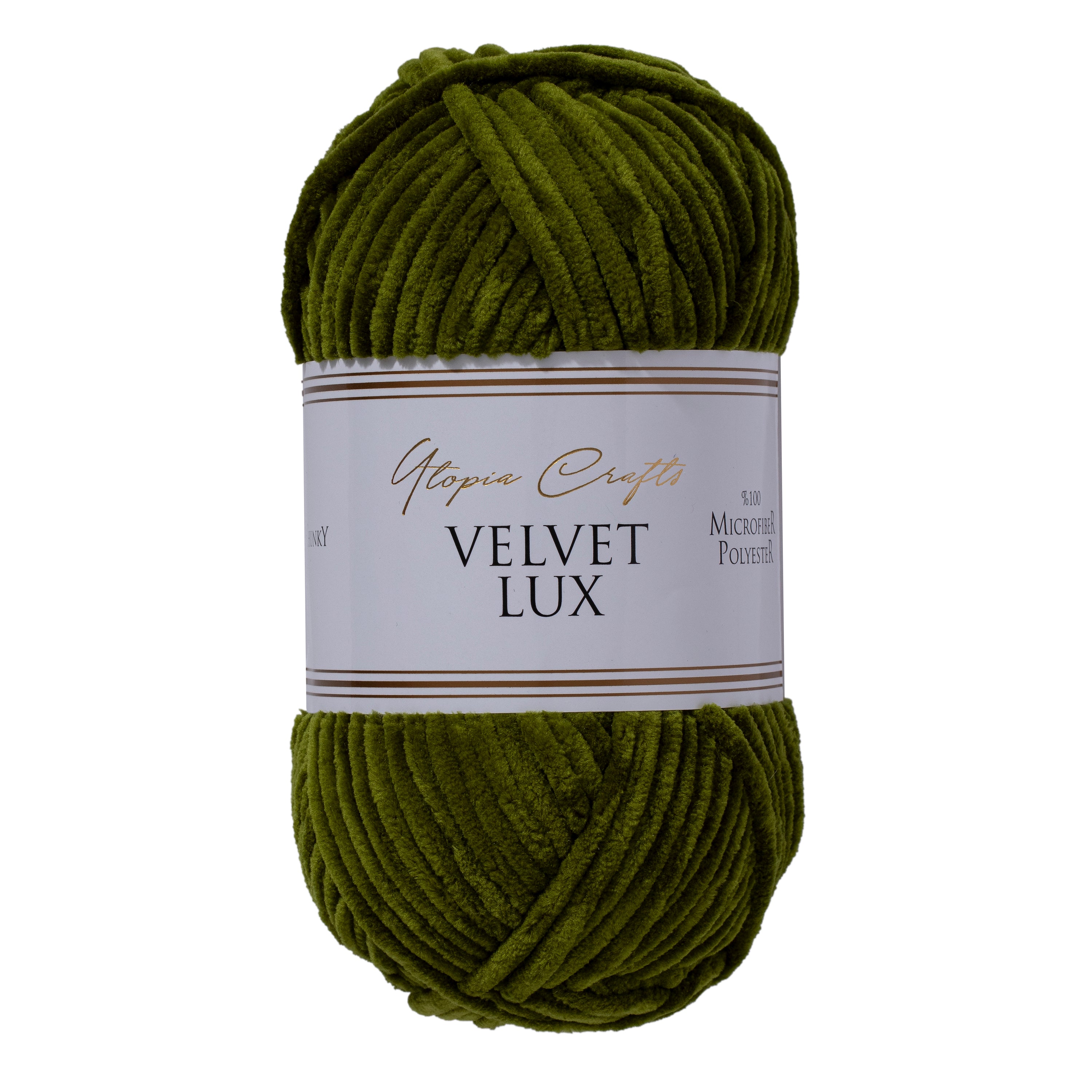 Utopia Crafts Velvet Lux Chenille Super Soft Chunky Yarn 100g - 110m (Dark Olive / Extra Soft)