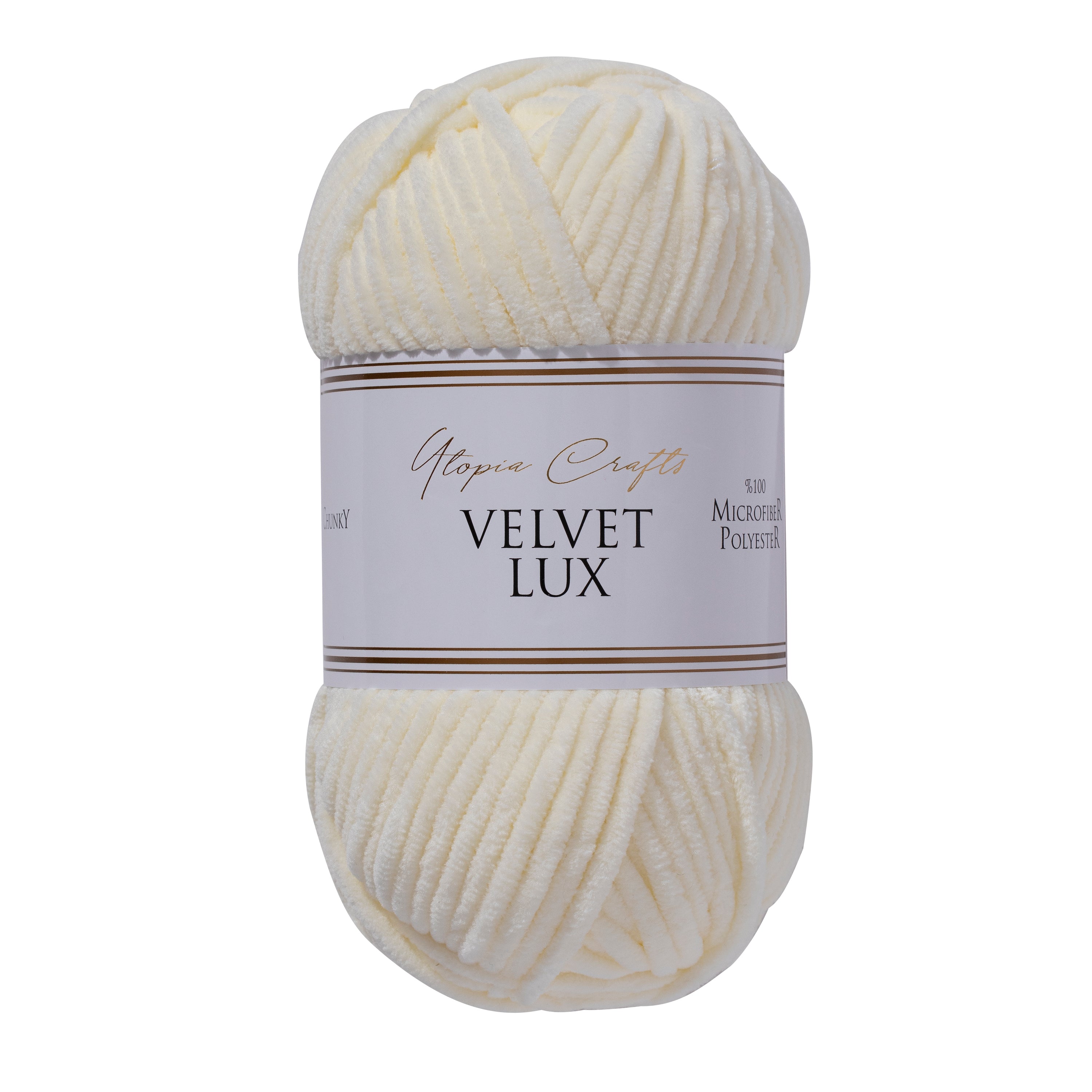 Utopia Crafts Velvet Lux Chenille Super Soft Chunky Yarn for Knitting and  Crochet, 100g - 110m (Ivory)