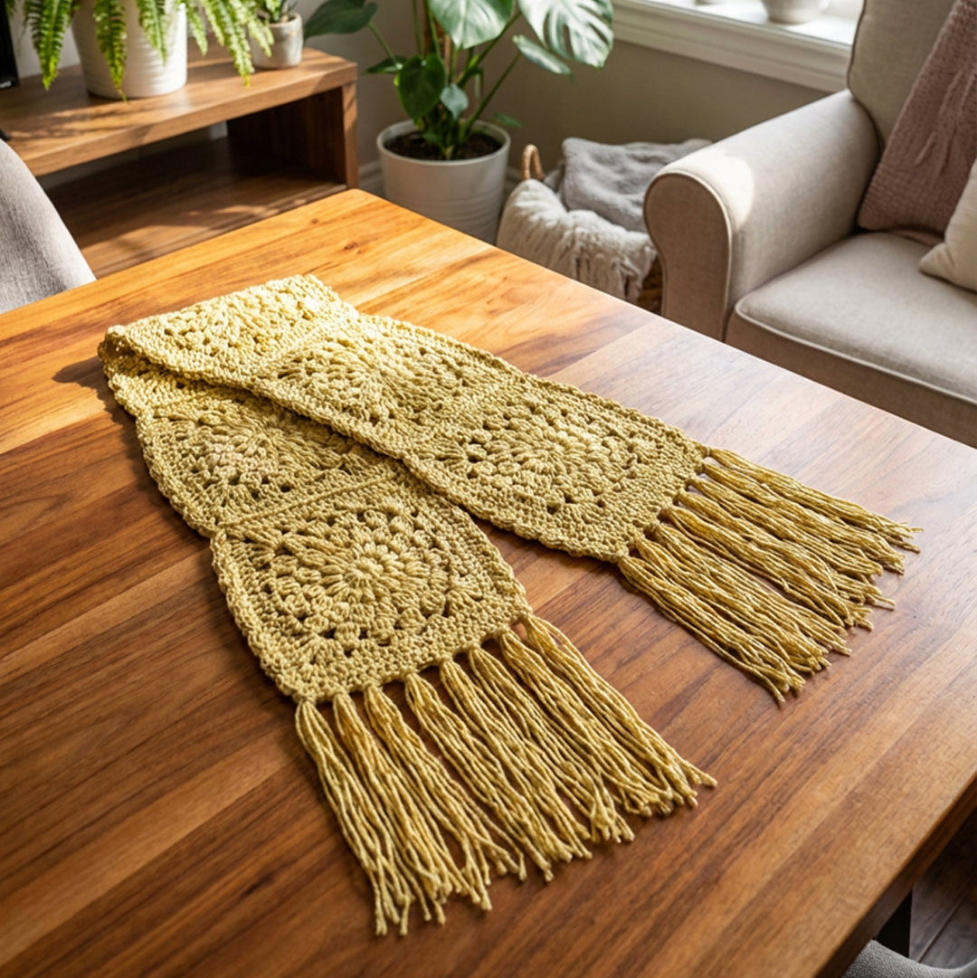 Easy Sunburst Granny Scarf — Free Crochet Pattern