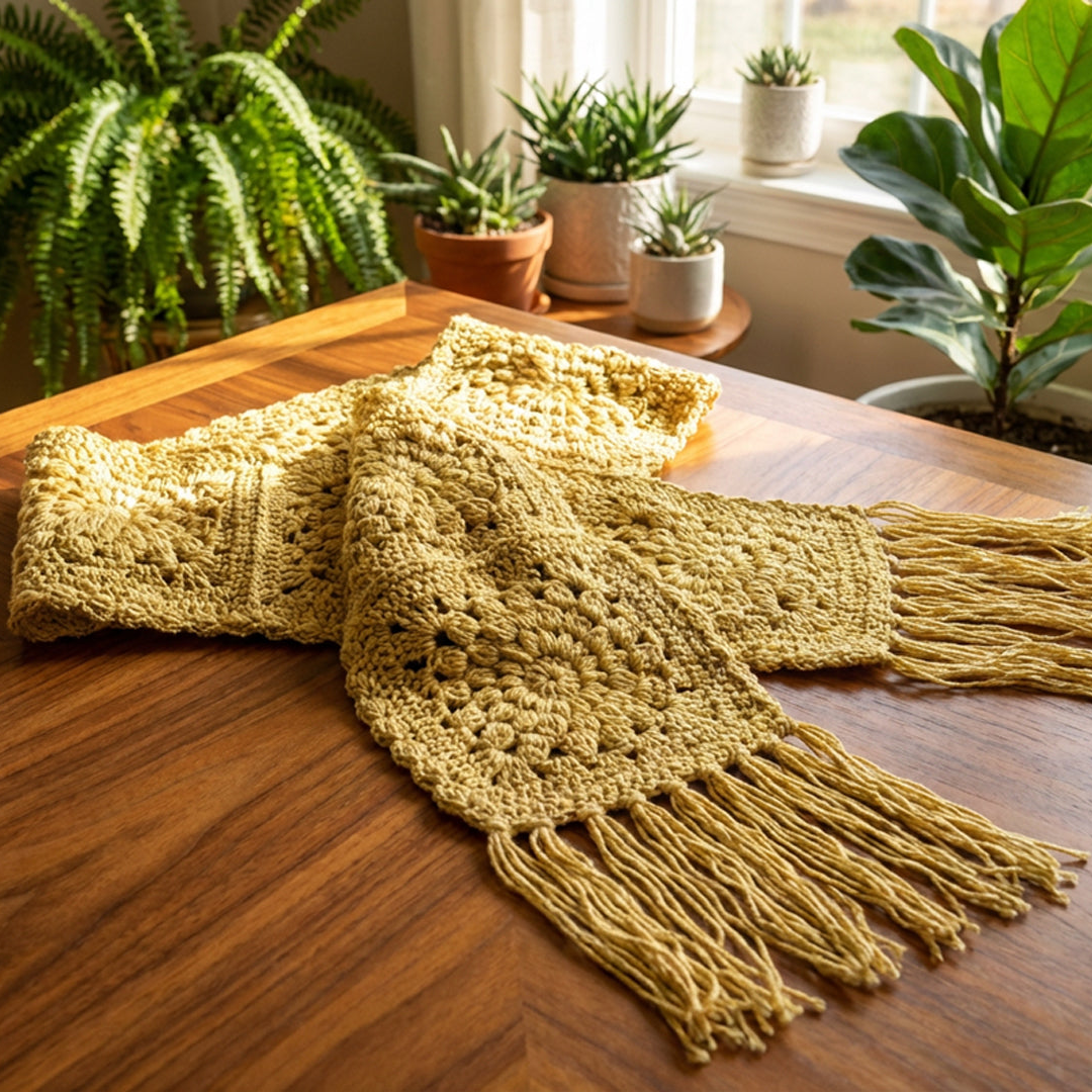 Easy Sunburst Granny Scarf — Free Crochet Pattern