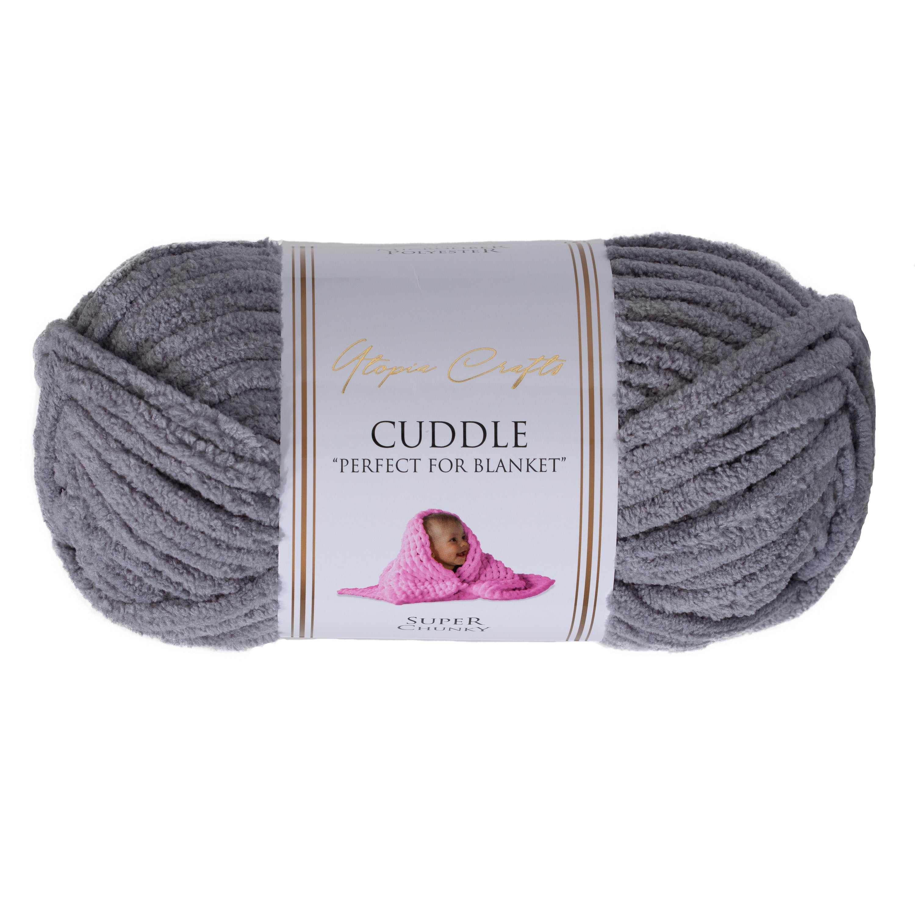 Utopia Crafts Cuddle Super Chunky Chenille Soft Yarn for Knitting and Crochet, 100g - 60m (Medium Grey)