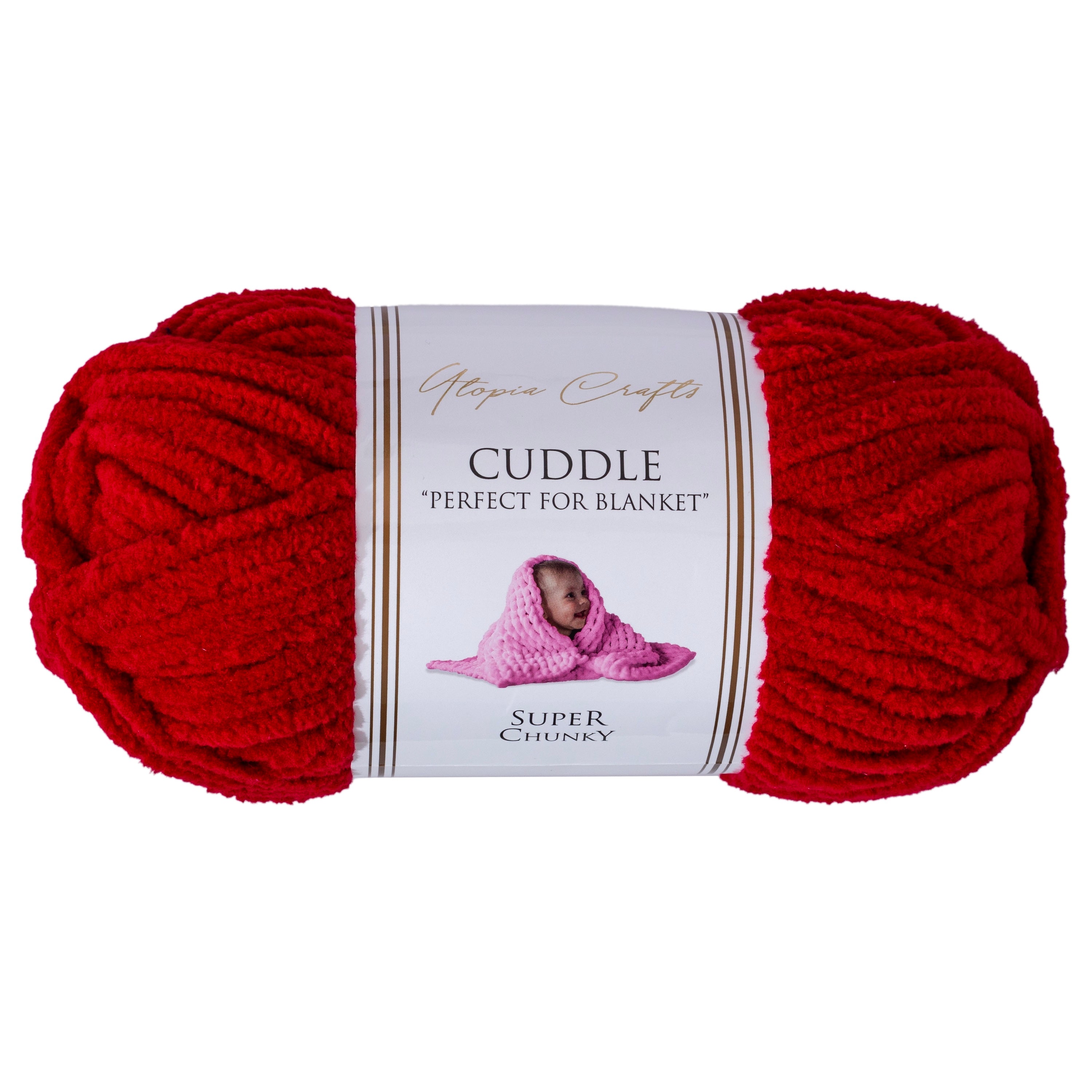 Utopia Crafts Cuddle Super Chunky Chenille Soft Yarn for Knitting and Crochet, 100g - 60m (Cherry(