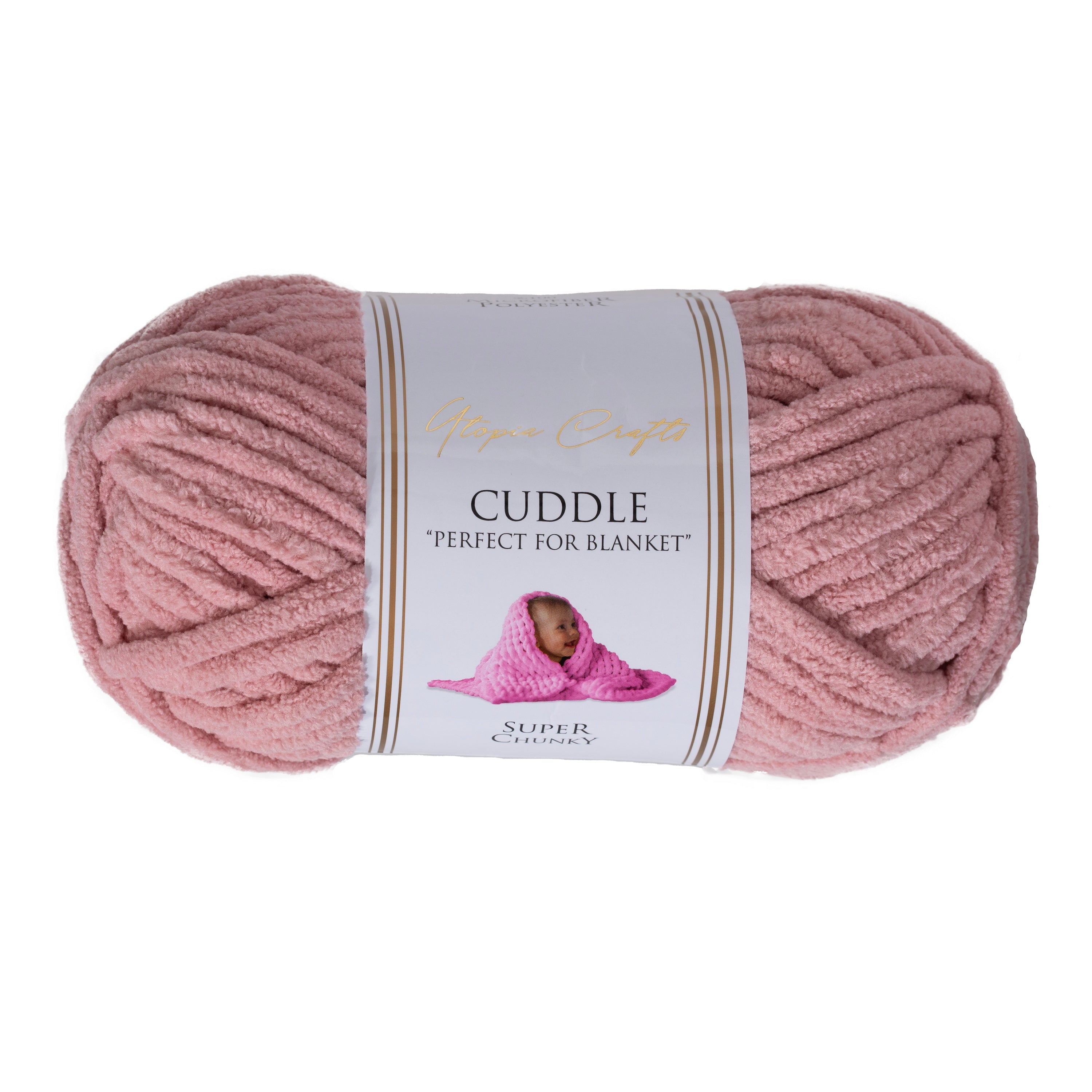 Utopia Crafts Cuddle Super Chunky Chenille Soft Yarn for Knitting and Crochet, 100g - 60m (Dusty Pink)