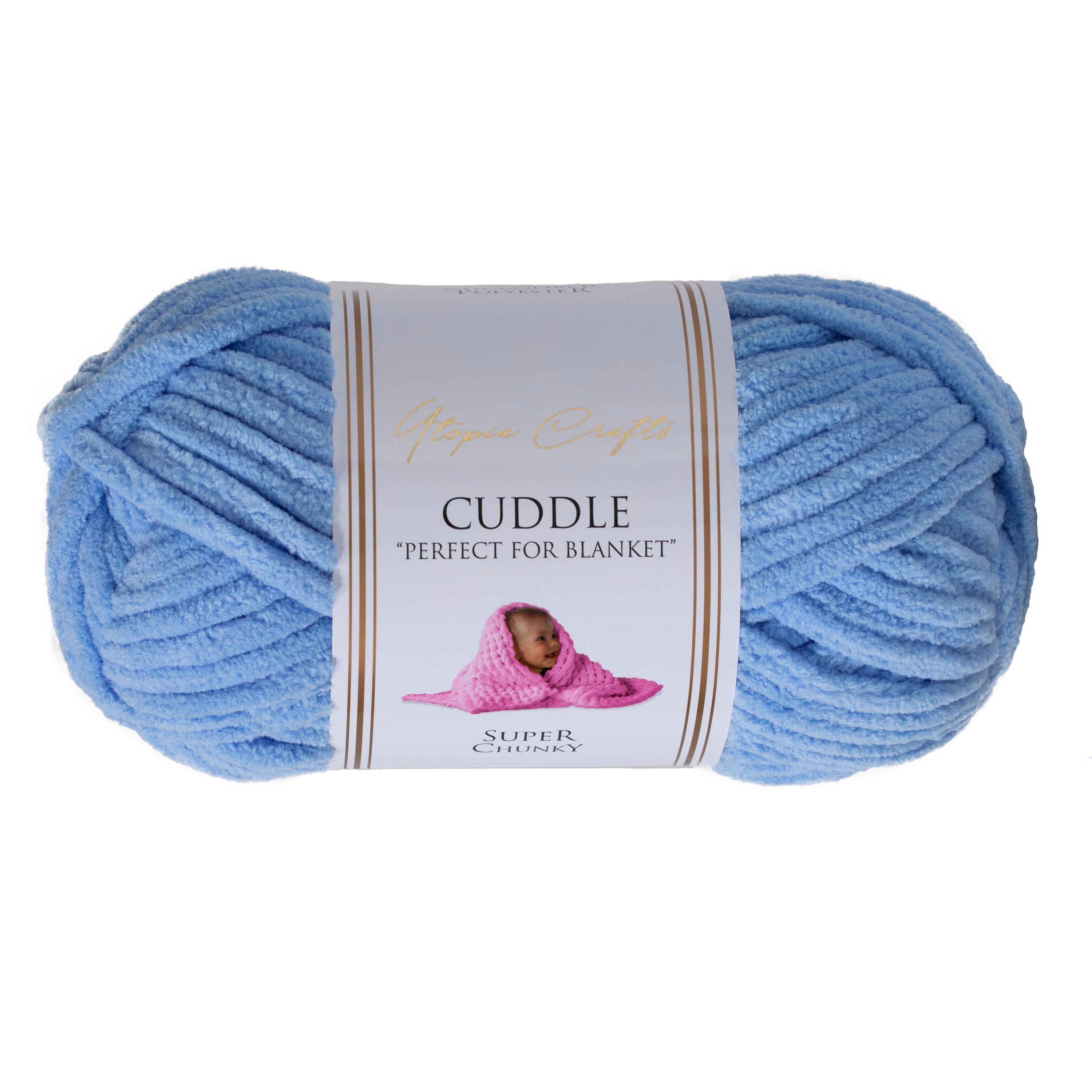 Utopia Crafts Cuddle Super Chunky Chenille Soft Yarn for Knitting and Crochet, 100g - 60m (Sky)