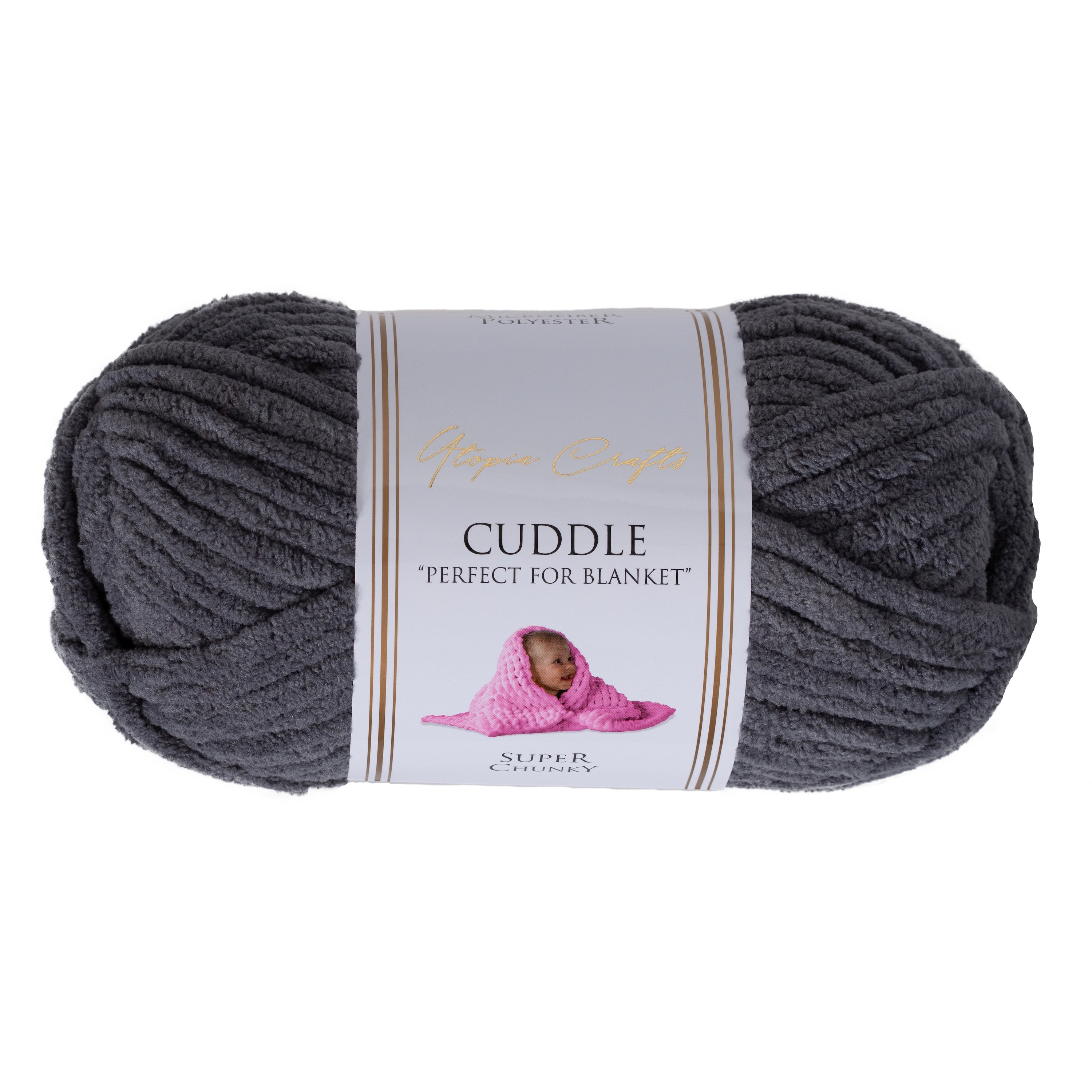 Utopia Crafts Cuddle Super Chunky Chenille Soft Yarn for Knitting and Crochet, 100g - 60m (Steel Grey)