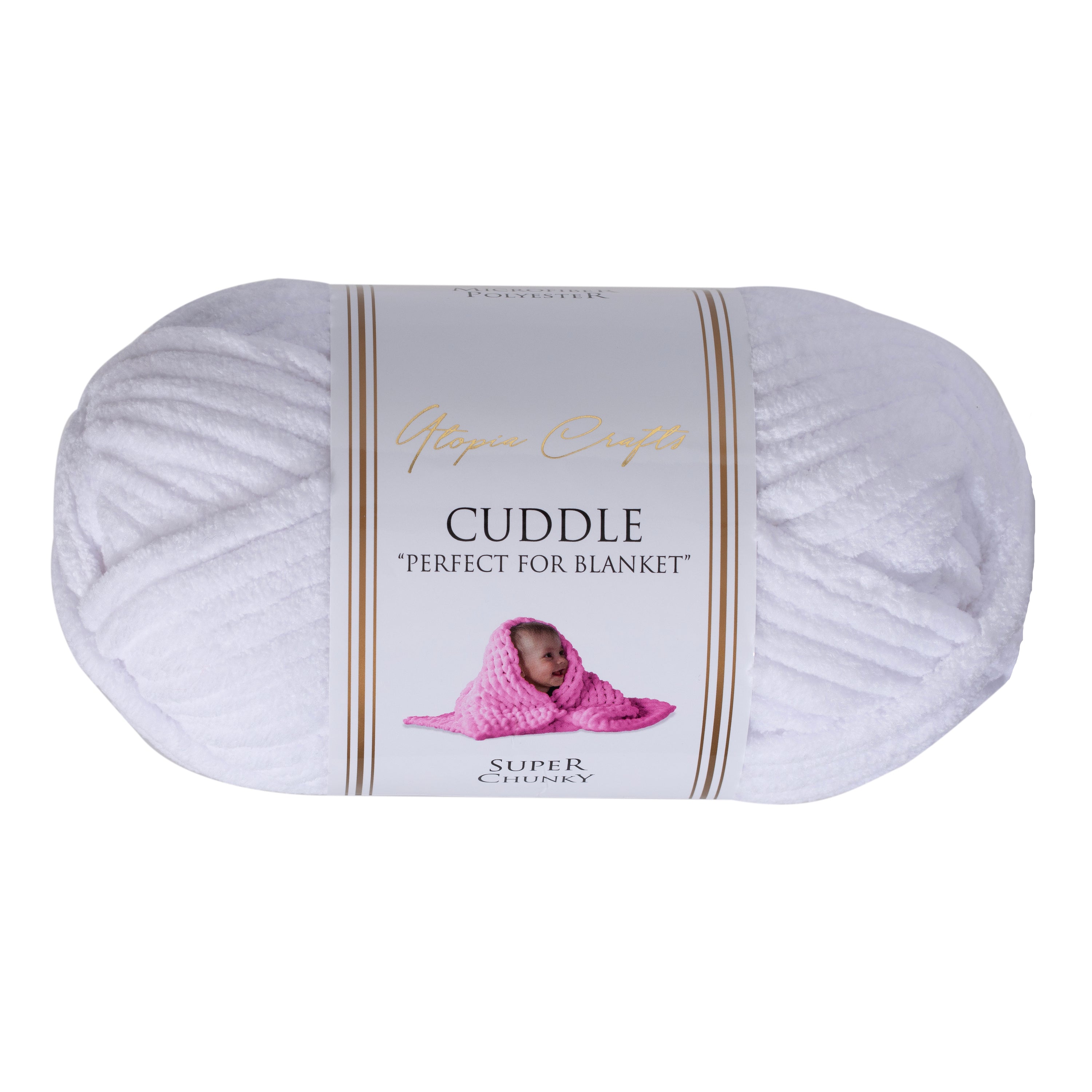 Utopia Crafts Cuddle Super Chunky Chenille Soft Yarn for Knitting and Crochet, 100g - 60m (White)