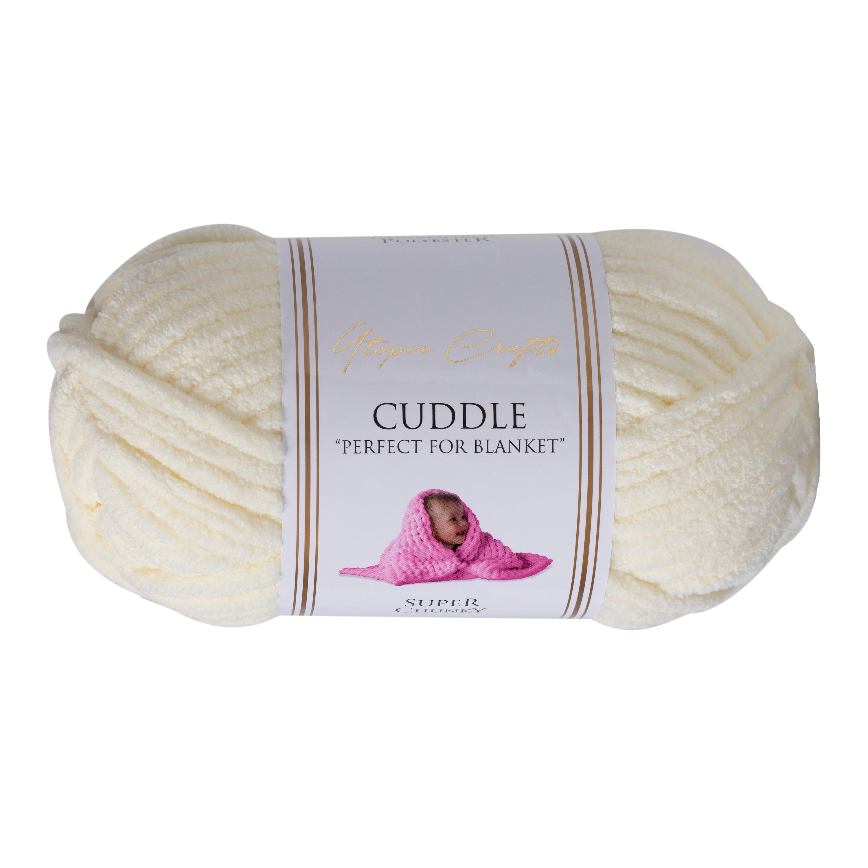 Utopia Crafts Cuddle Super Chunky Chenille Soft Yarn for Knitting and Crochet, 100g - 60m (Cream)