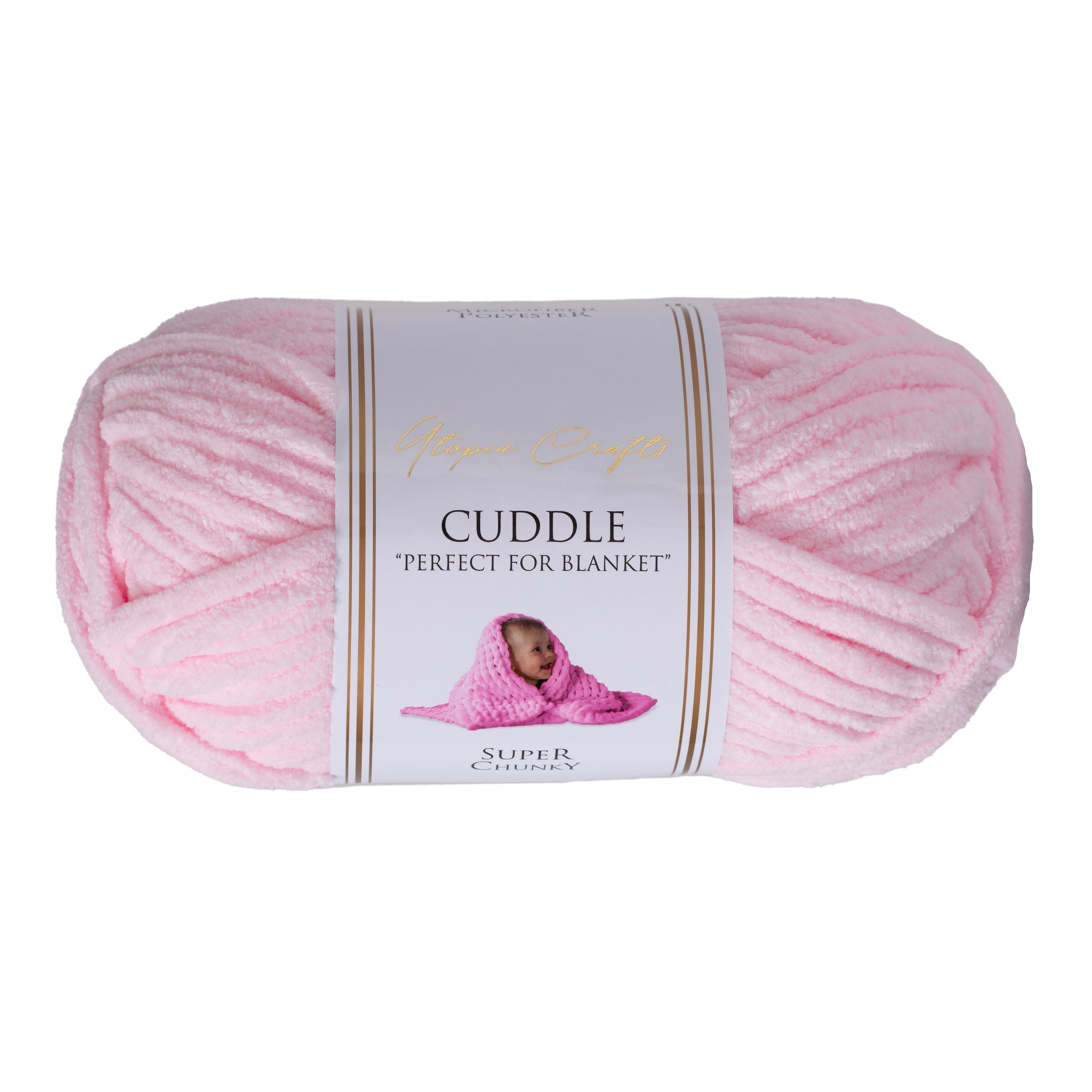 Utopia Crafts Cuddle Super Chunky Chenille Soft Yarn for Knitting and Crochet, 100g - 60m (Baby Pink)