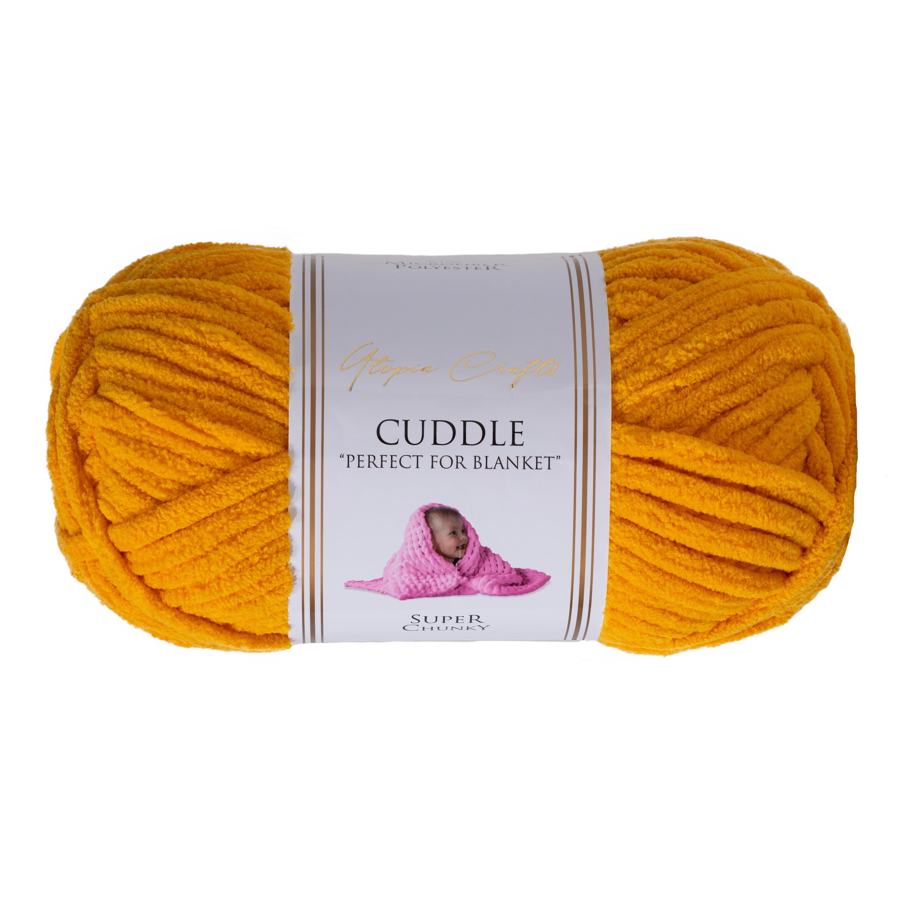 Utopia Crafts Cuddle Super Chunky Chenille Soft Yarn for Knitting and Crochet, 100g - 60m (Mustard)