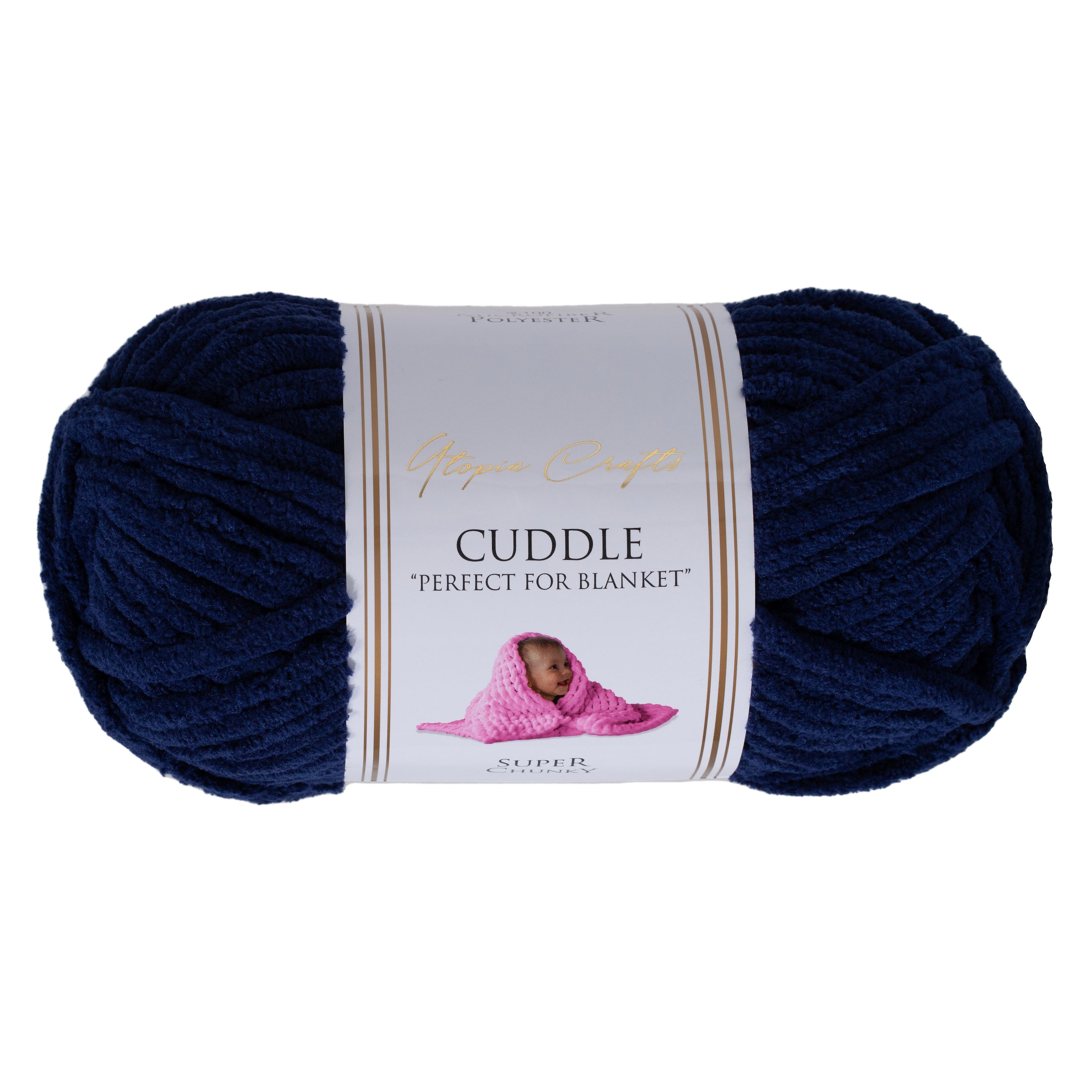 Utopia Crafts Cuddle Super Chunky Chenille Soft Yarn for Knitting and Crochet, 100g - 60m (Navy Blue)