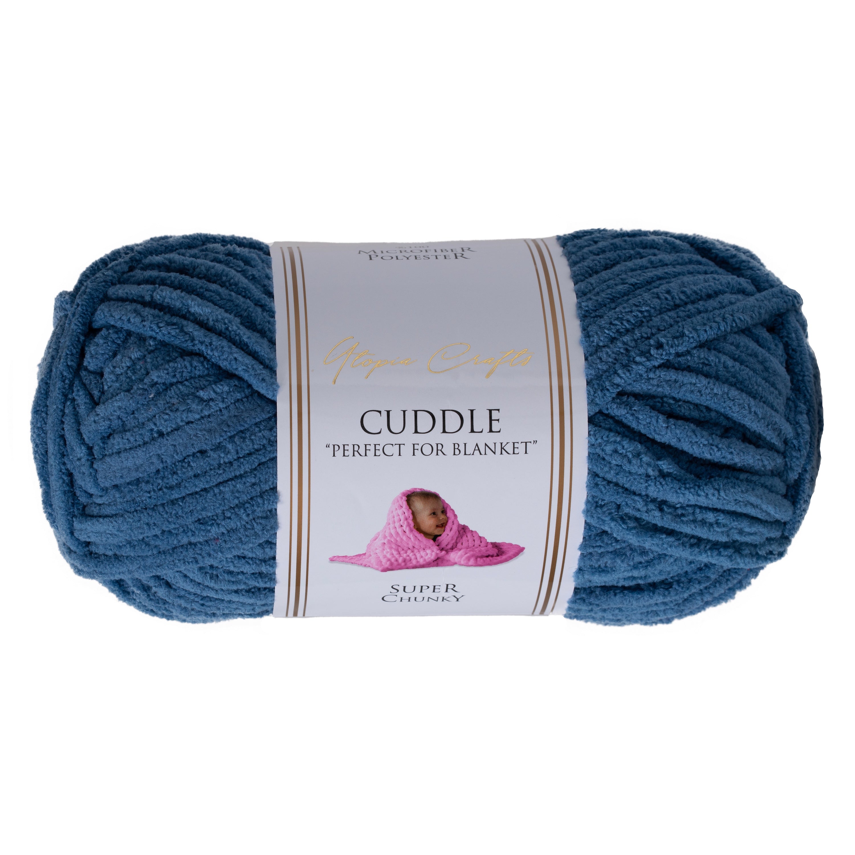 Utopia Crafts Cuddle Super Chunky Chenille Soft Yarn for Knitting and Crochet, 100g - 60m (Saxe Blue)