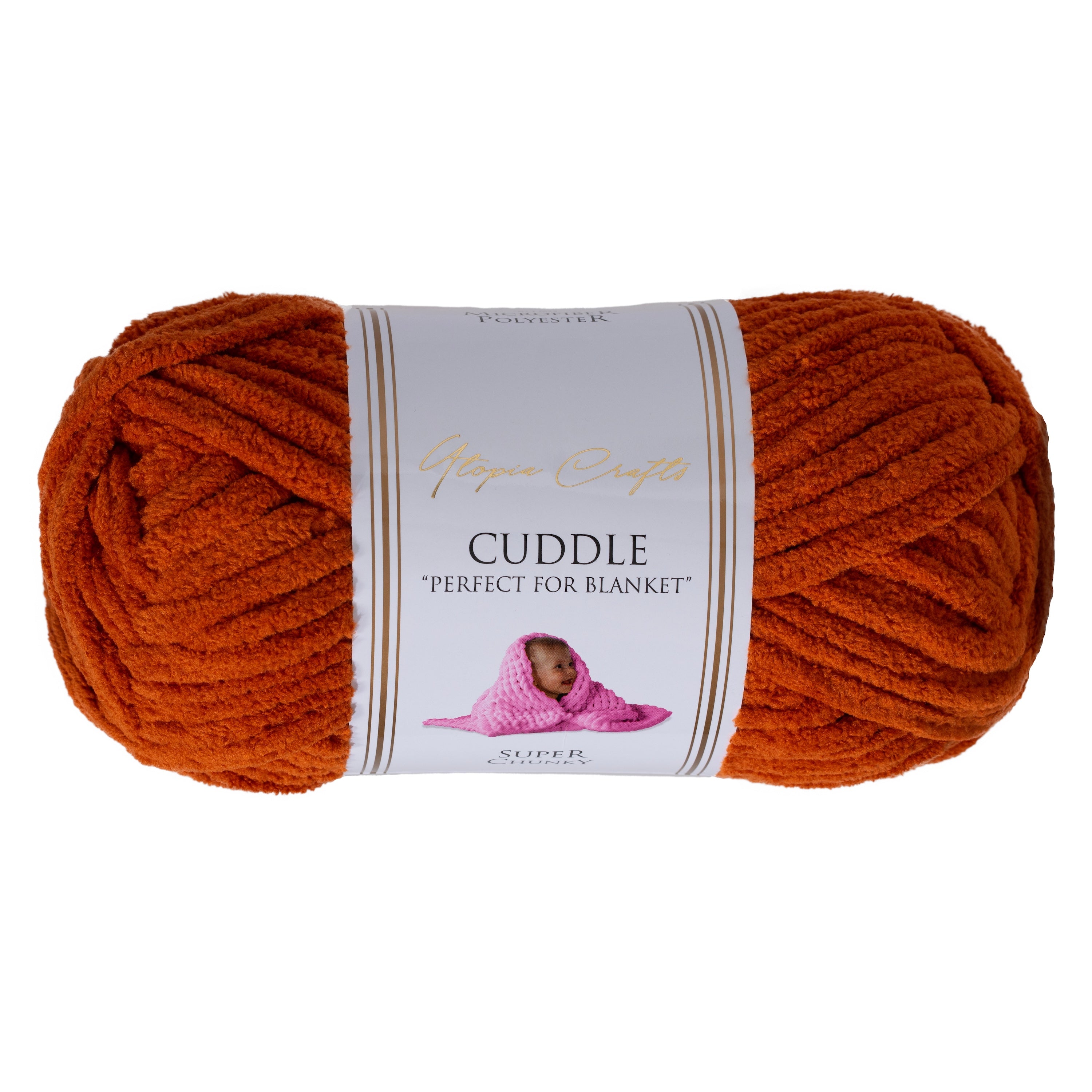 Utopia Crafts Cuddle Super Chunky Chenille Soft Yarn for Knitting and Crochet, 100g - 60m (Caramel)