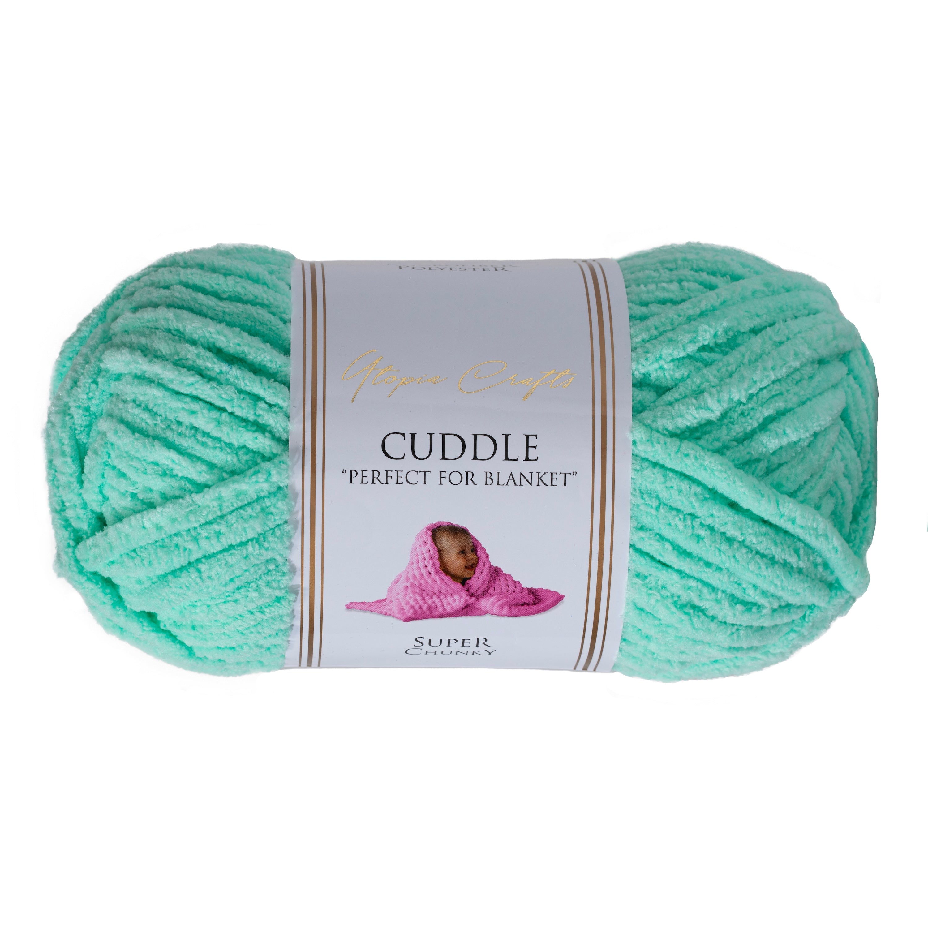 Utopia Crafts Cuddle Super Chunky Chenille Soft Yarn for Knitting and Crochet, 100g - 60m (Mint)