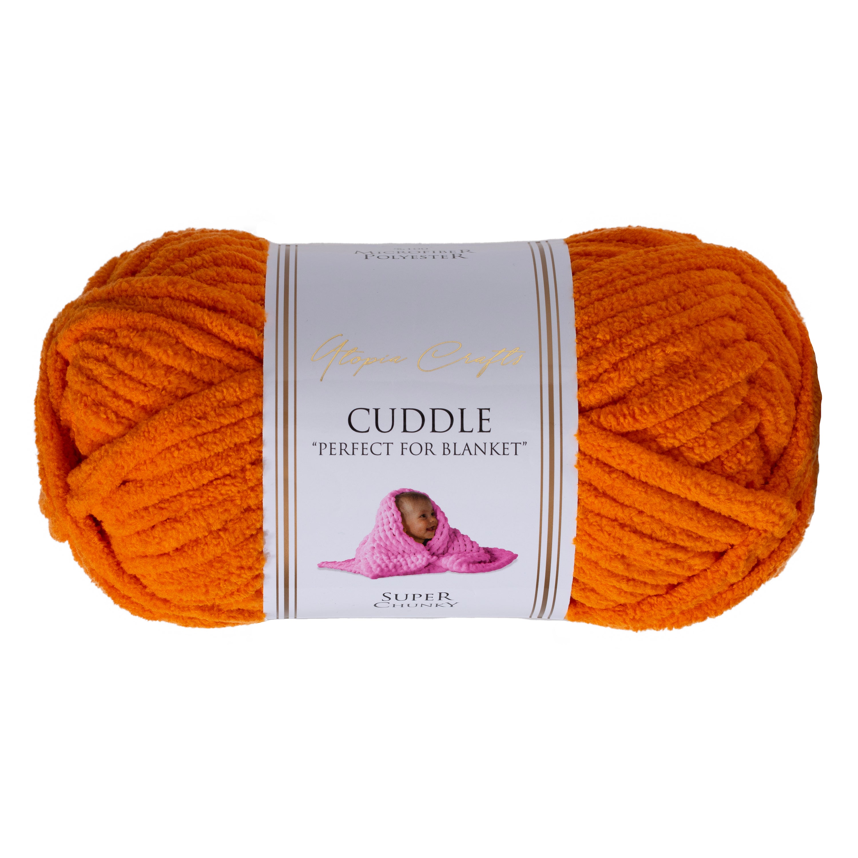 Utopia Crafts Cuddle Super Chunky Chenille Soft Yarn for Knitting and Crochet, 100g - 60m (Pumpkin Orange)