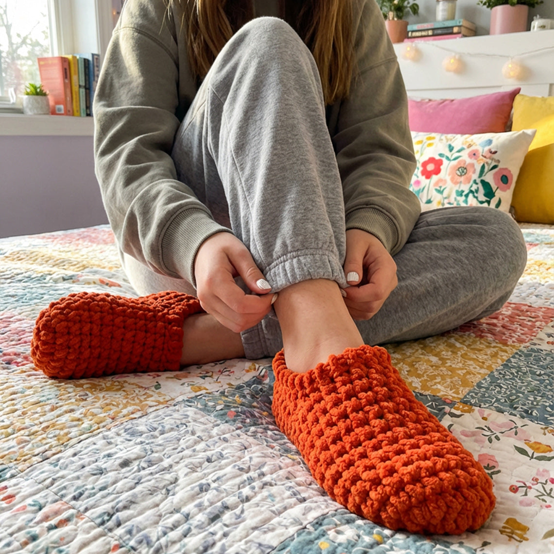 Crochet Beginner Slippers with Velvet Yarn