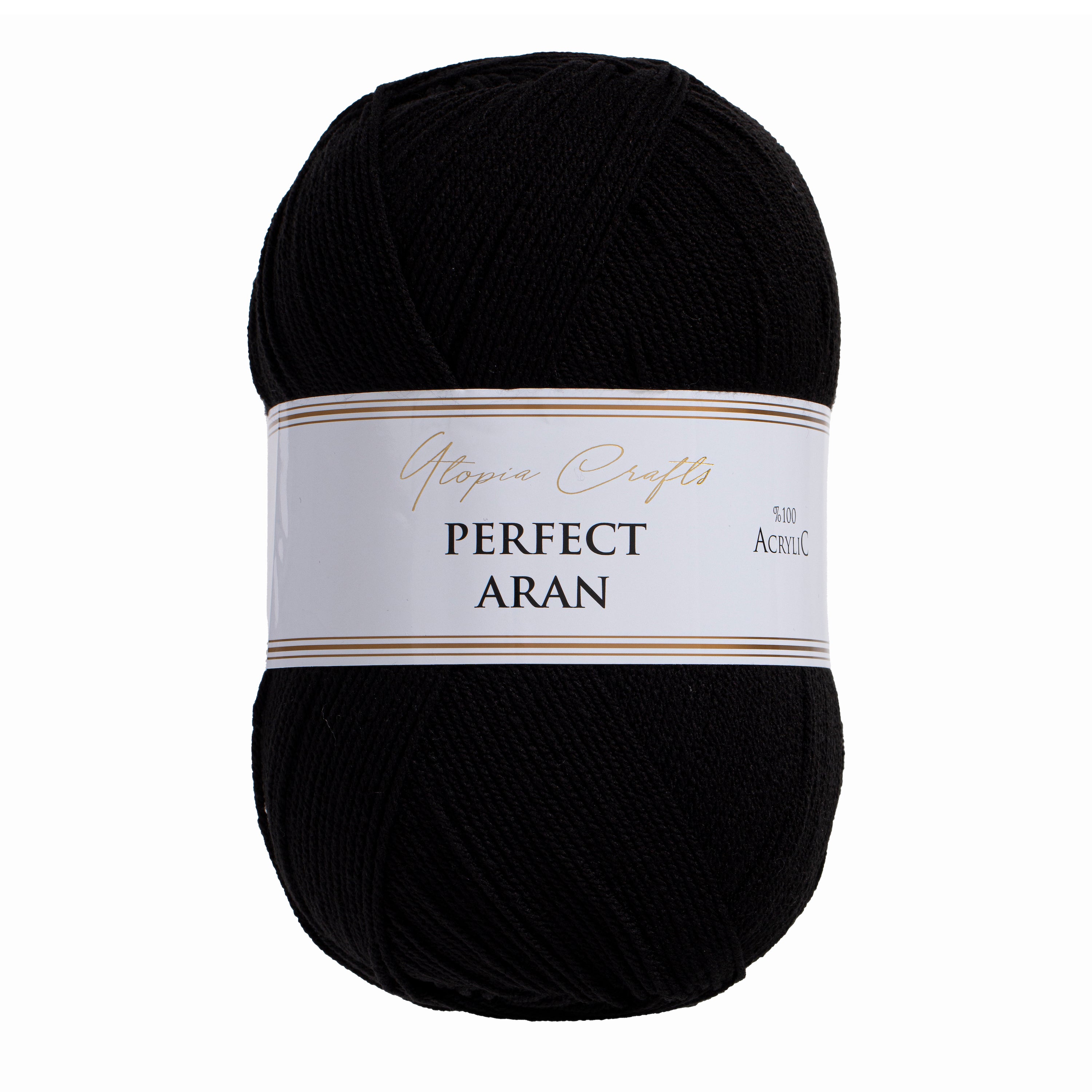 Utopia Crafts Aran Knitting and Crochet Yarn, 400g [Black]