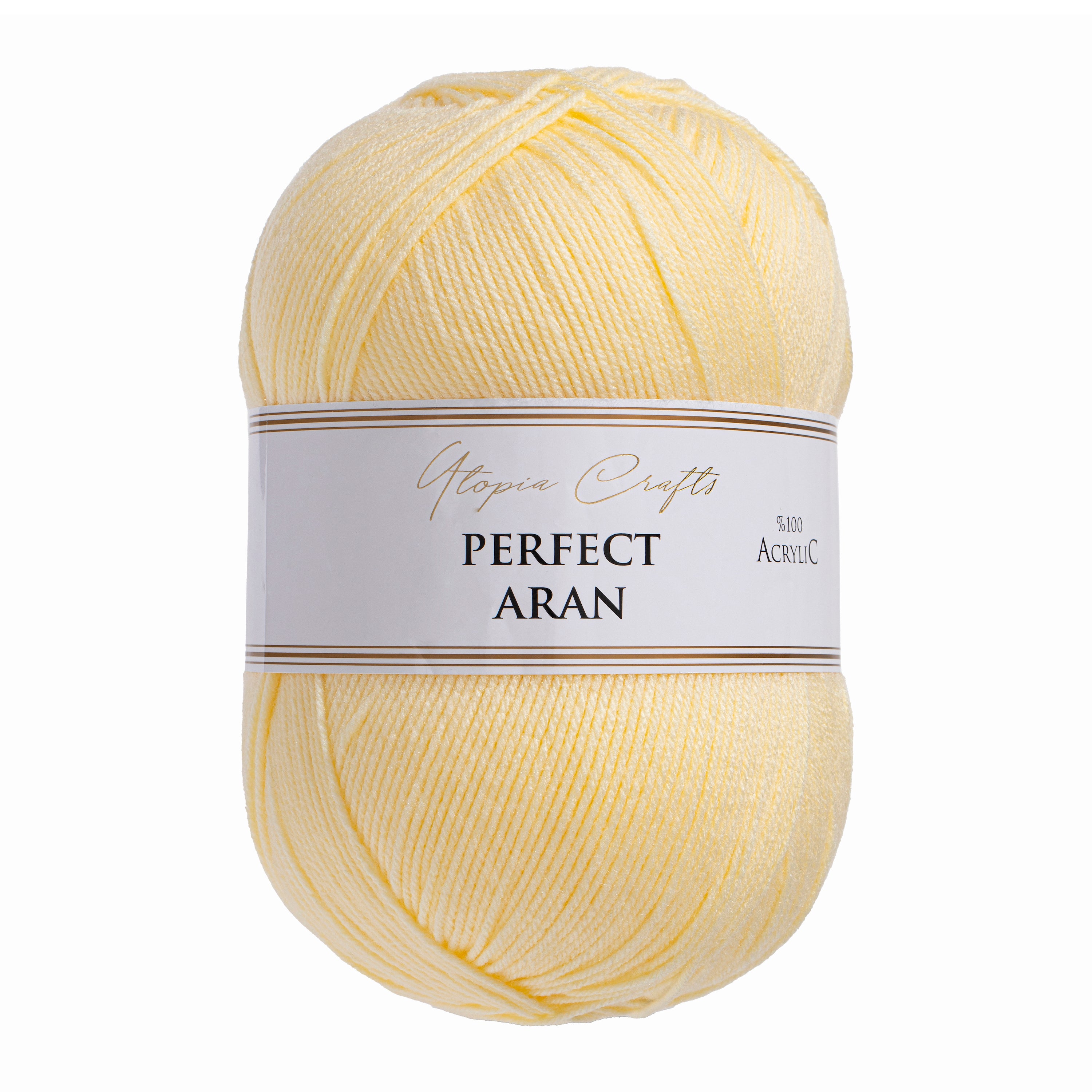 Utopia Crafts Aran Knitting and Crochet Yarn, 400g [Satin Yellow]