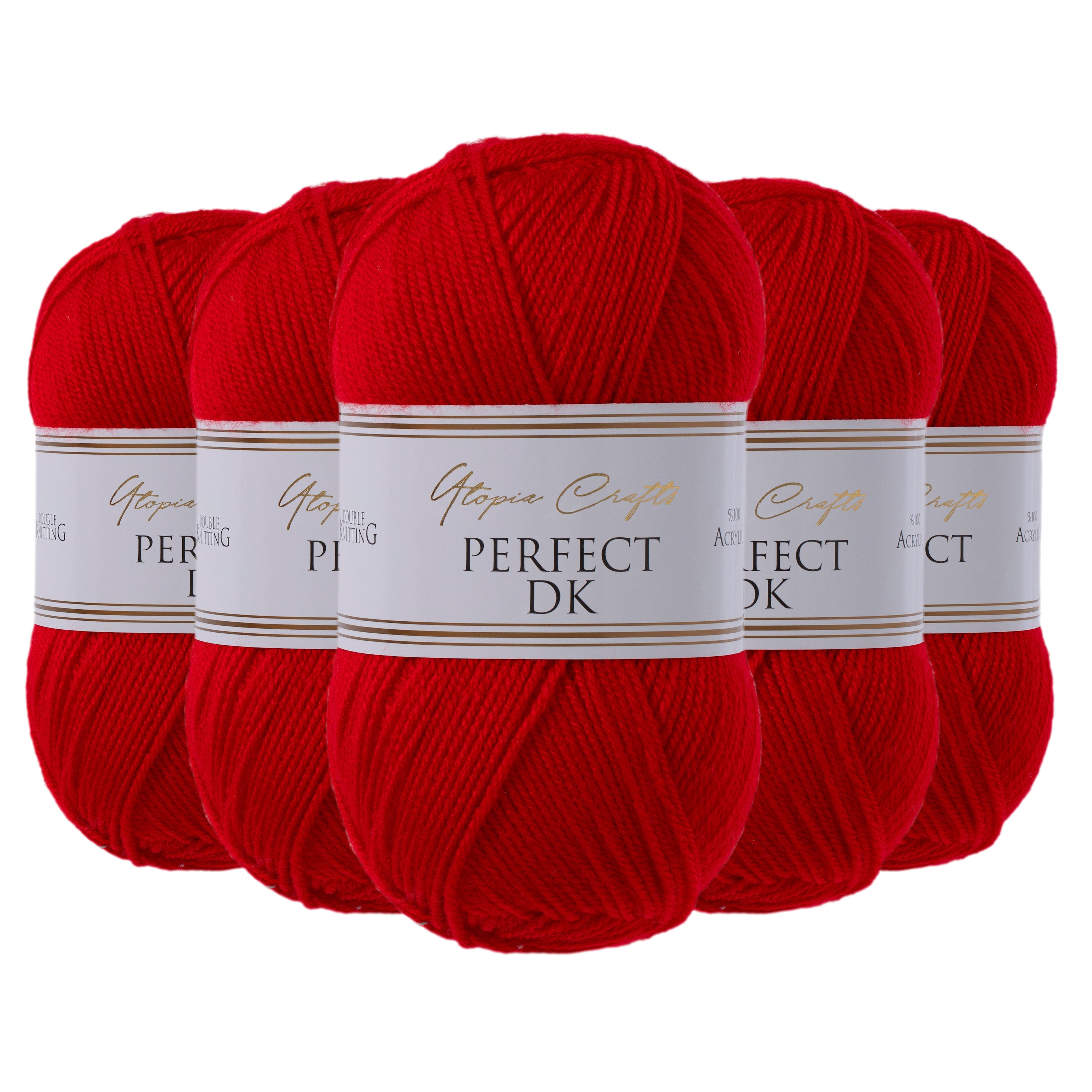 Utopia Crafts DK Double Knitting Yarn, 5x 100g (Red)