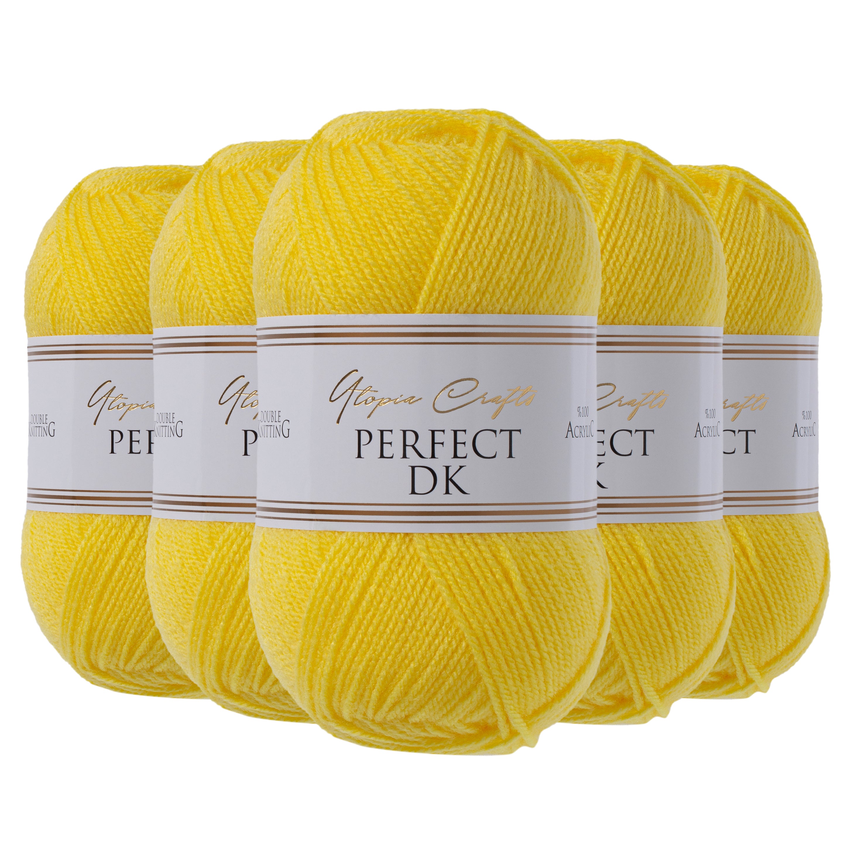 Utopia Crafts DK Double Knitting Yarn, 5x 100g [Yellow Corn]