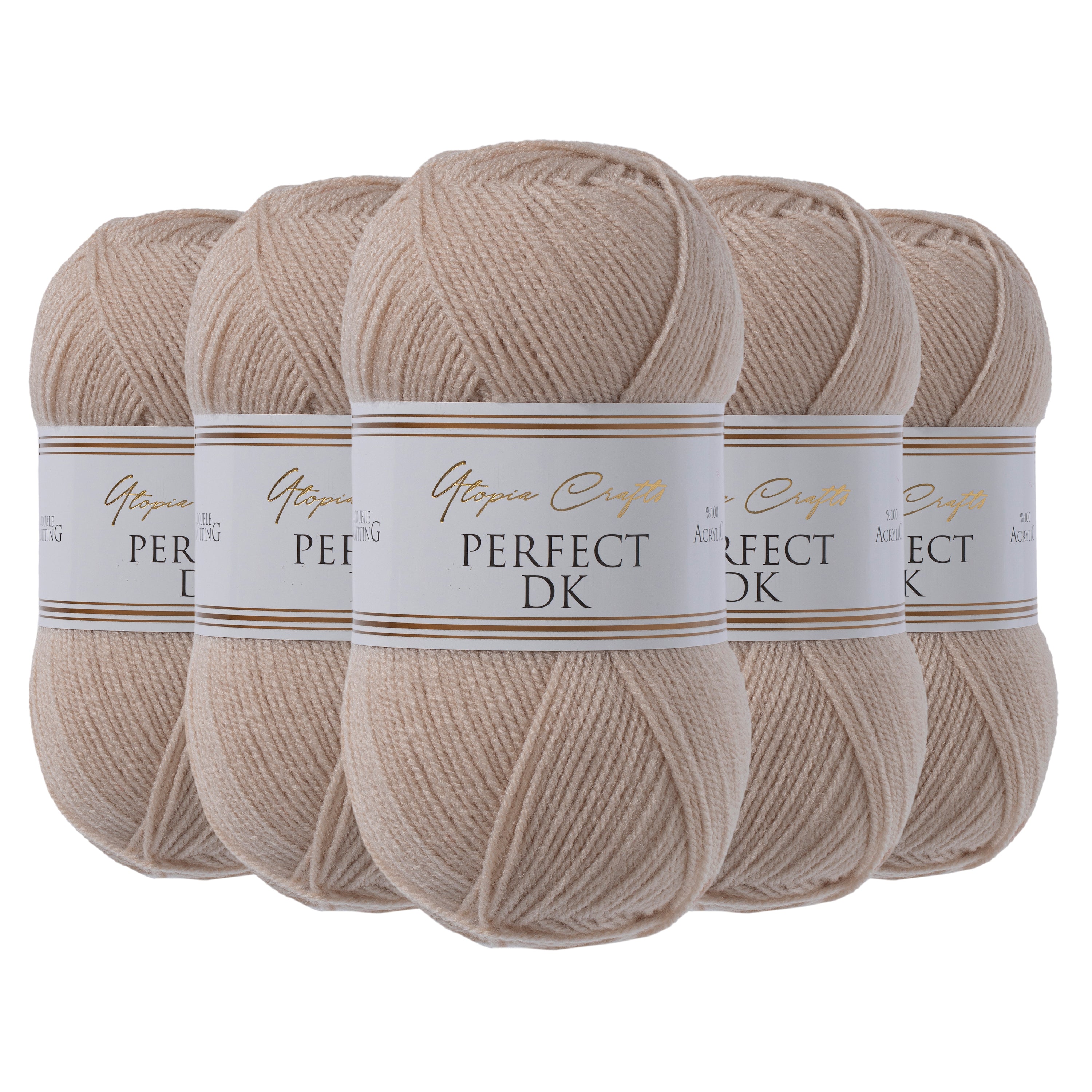 Utopia Crafts DK Double Knitting Yarn, 5x 100g [Warm Brown)