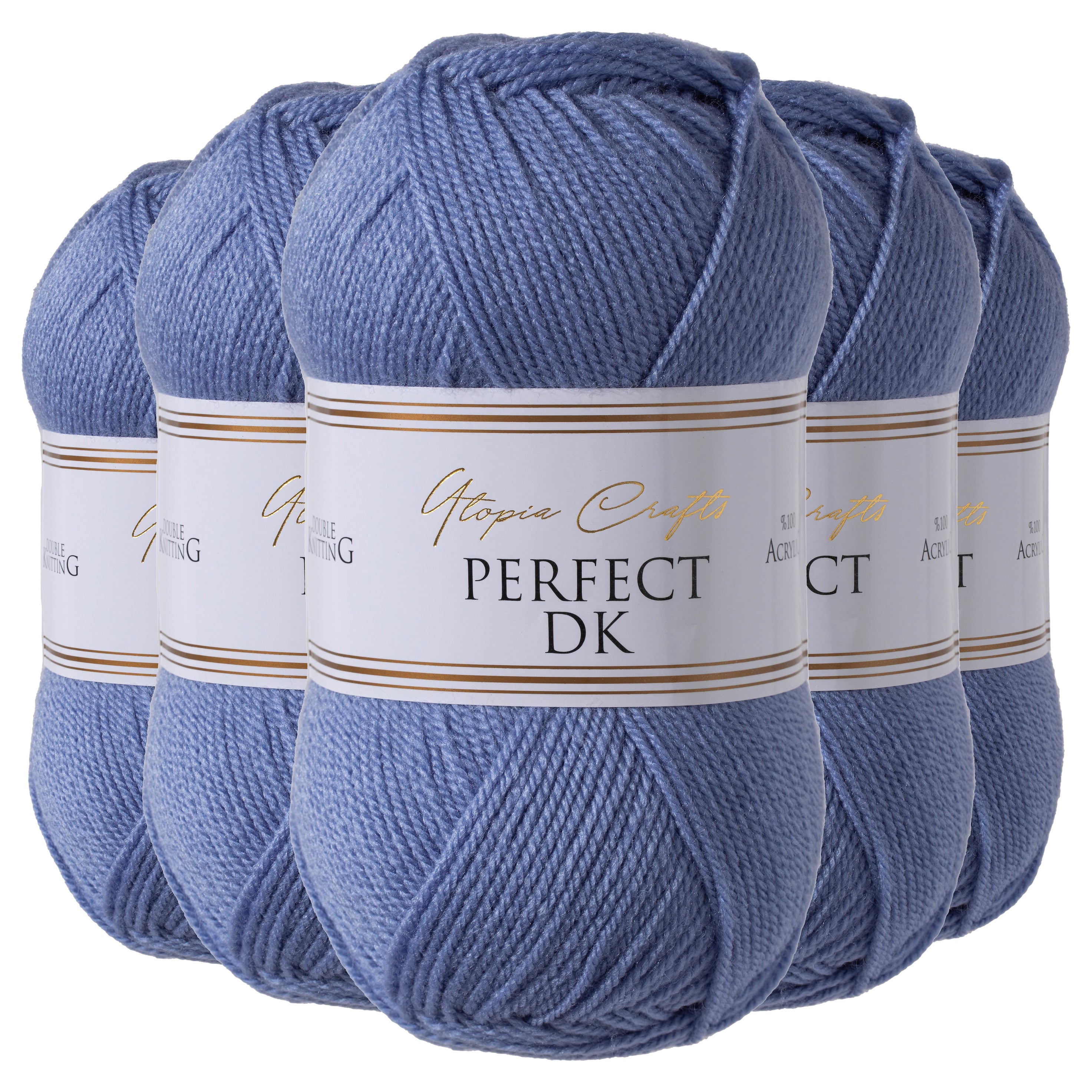 Utopia Crafts DK Double Knitting Yarn, 5x 100g (Cloudy Blue)