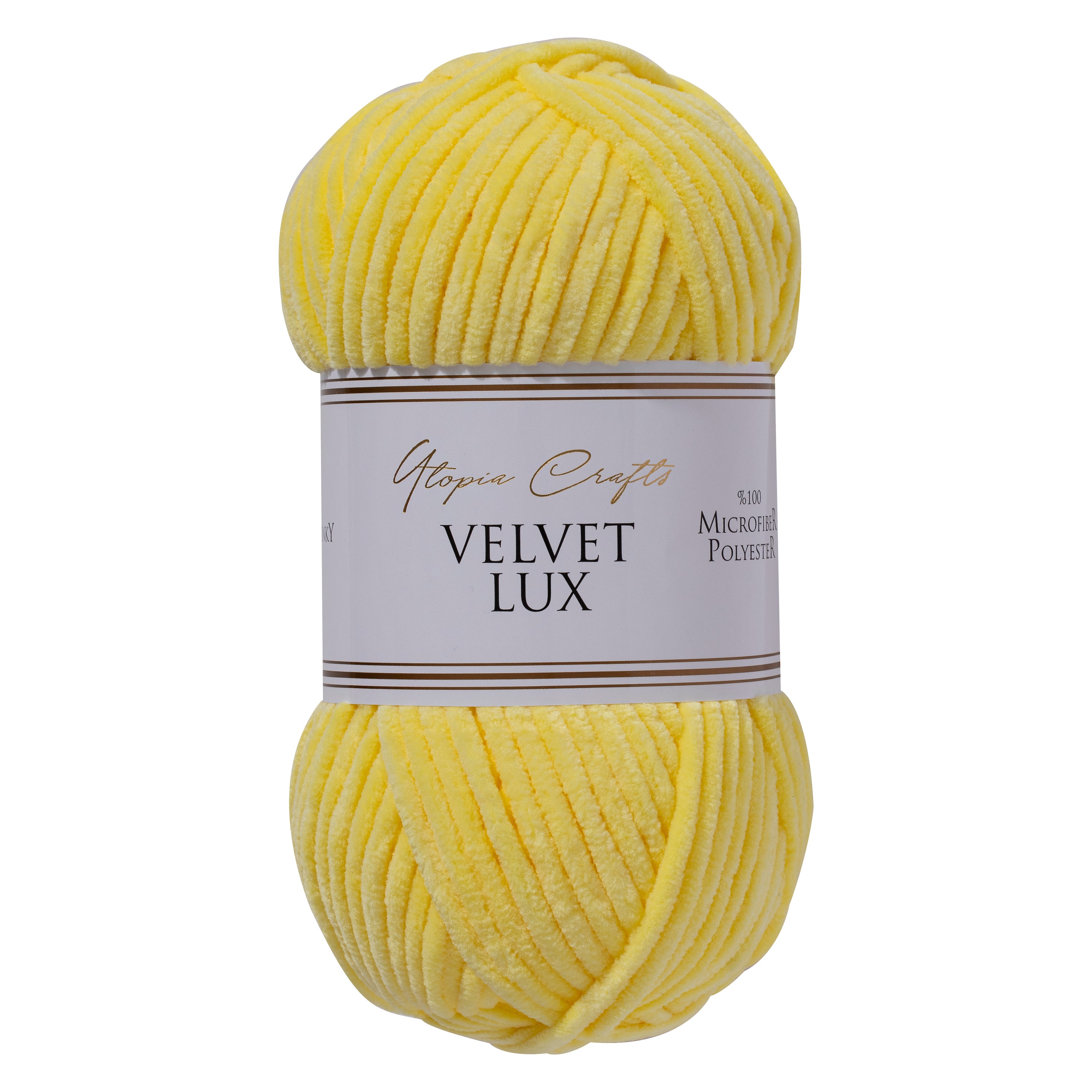 Utopia Crafts Velvet Lux Chenille Super Soft Chunky Yarn for Knitting and Crochet, 100g - 110m (Sun Yellow)