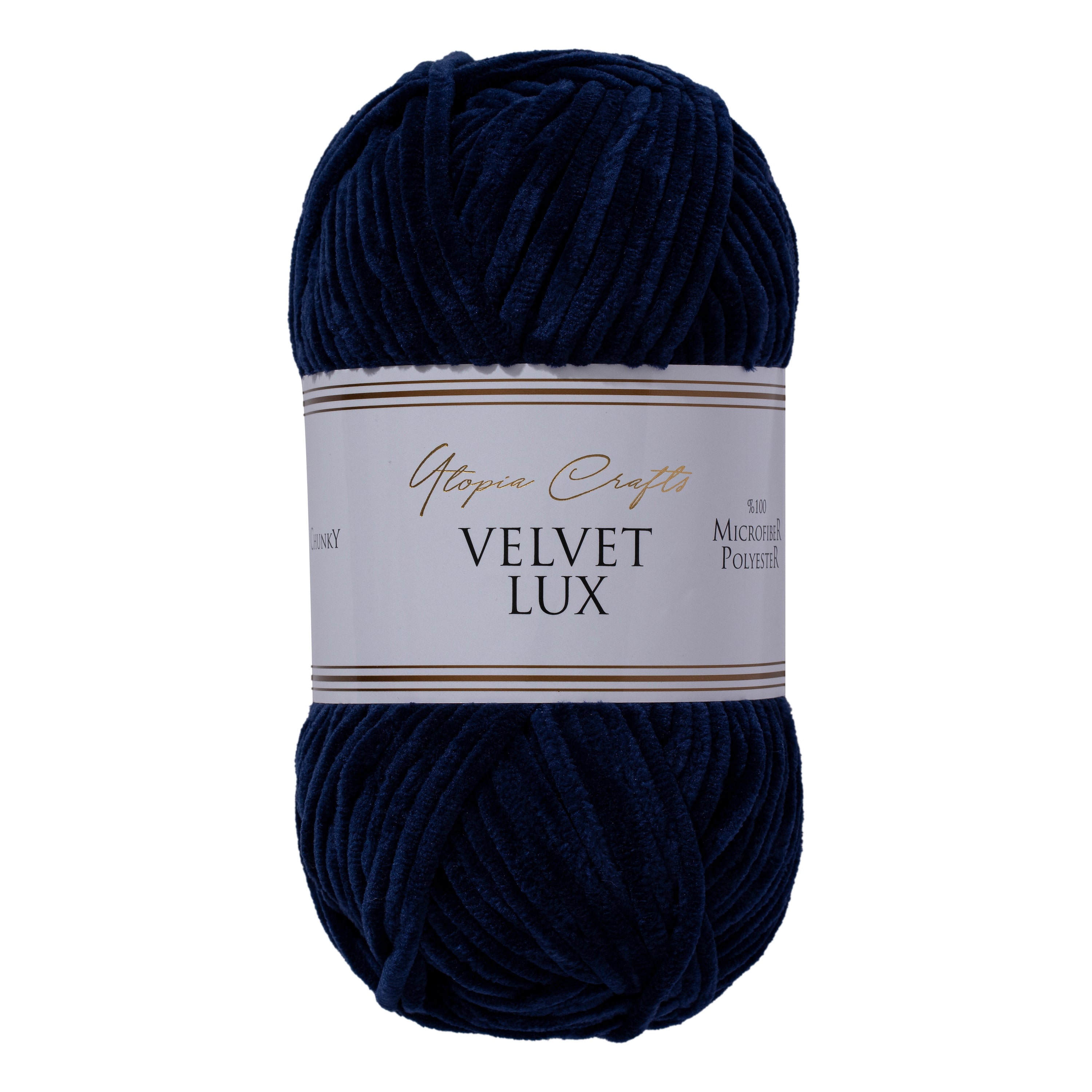 Utopia Crafts Velvet Lux Chenille Super Soft Chunky Yarn for Knitting and Crochet, 100g - 110m (Midnight Blue)