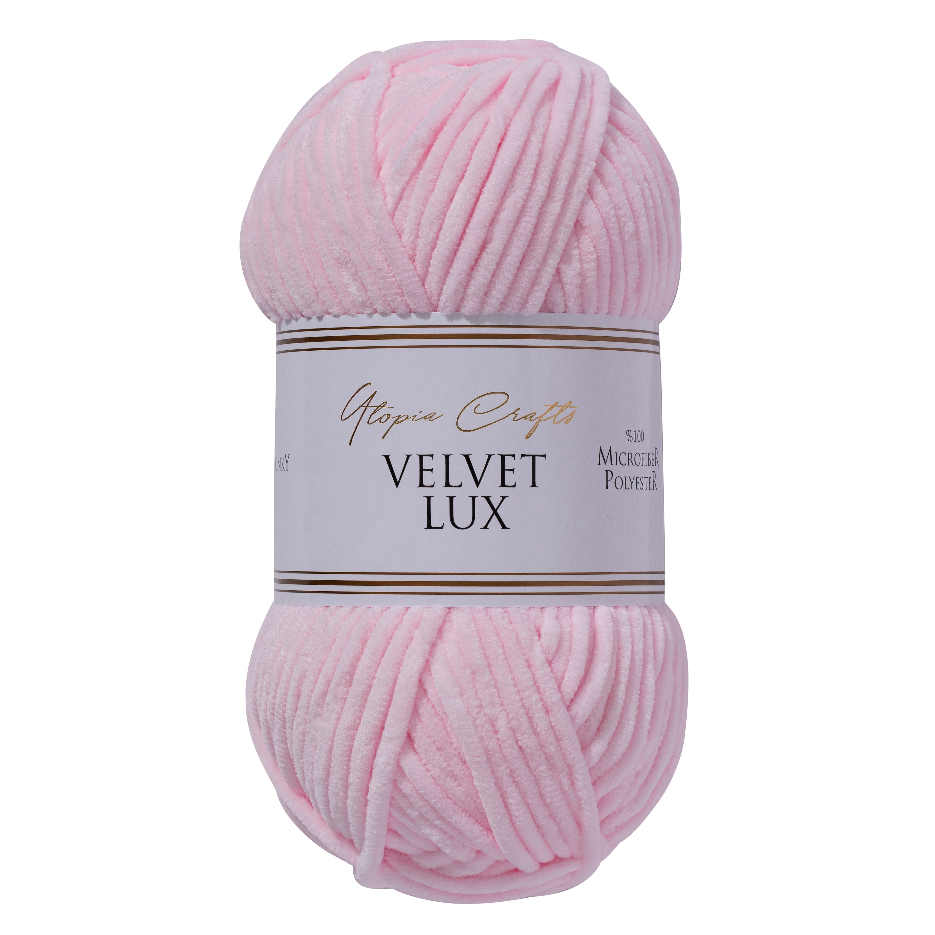 Utopia Crafts Velvet Lux Chenille Super Soft Chunky Yarn for Knitting and Crochet, 100g - 110m (Pink Swan)