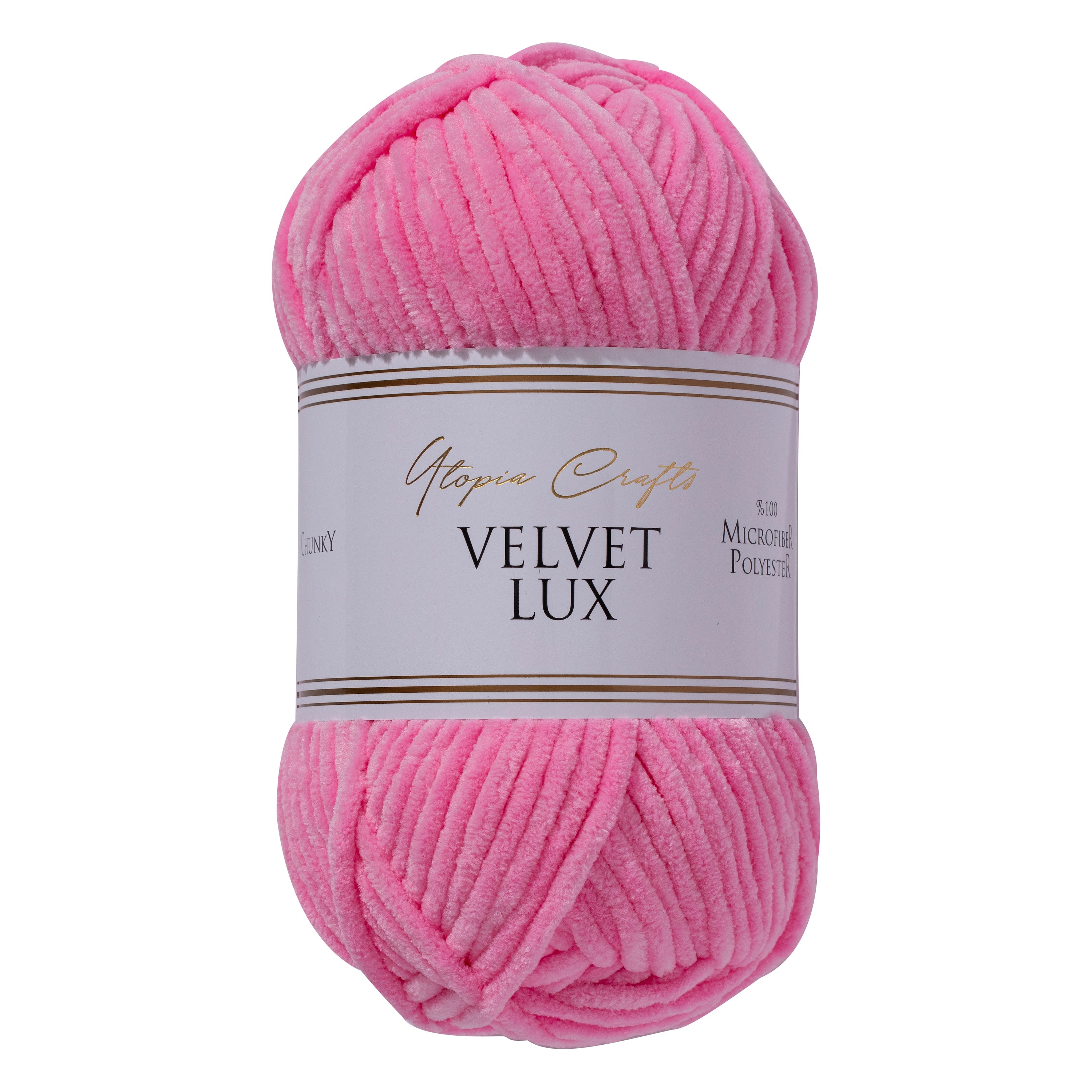 Utopia Crafts Velvet Lux Chenille Super Soft Chunky Yarn for Knitting and Crochet, 100g - 110m (Tulip Pink)