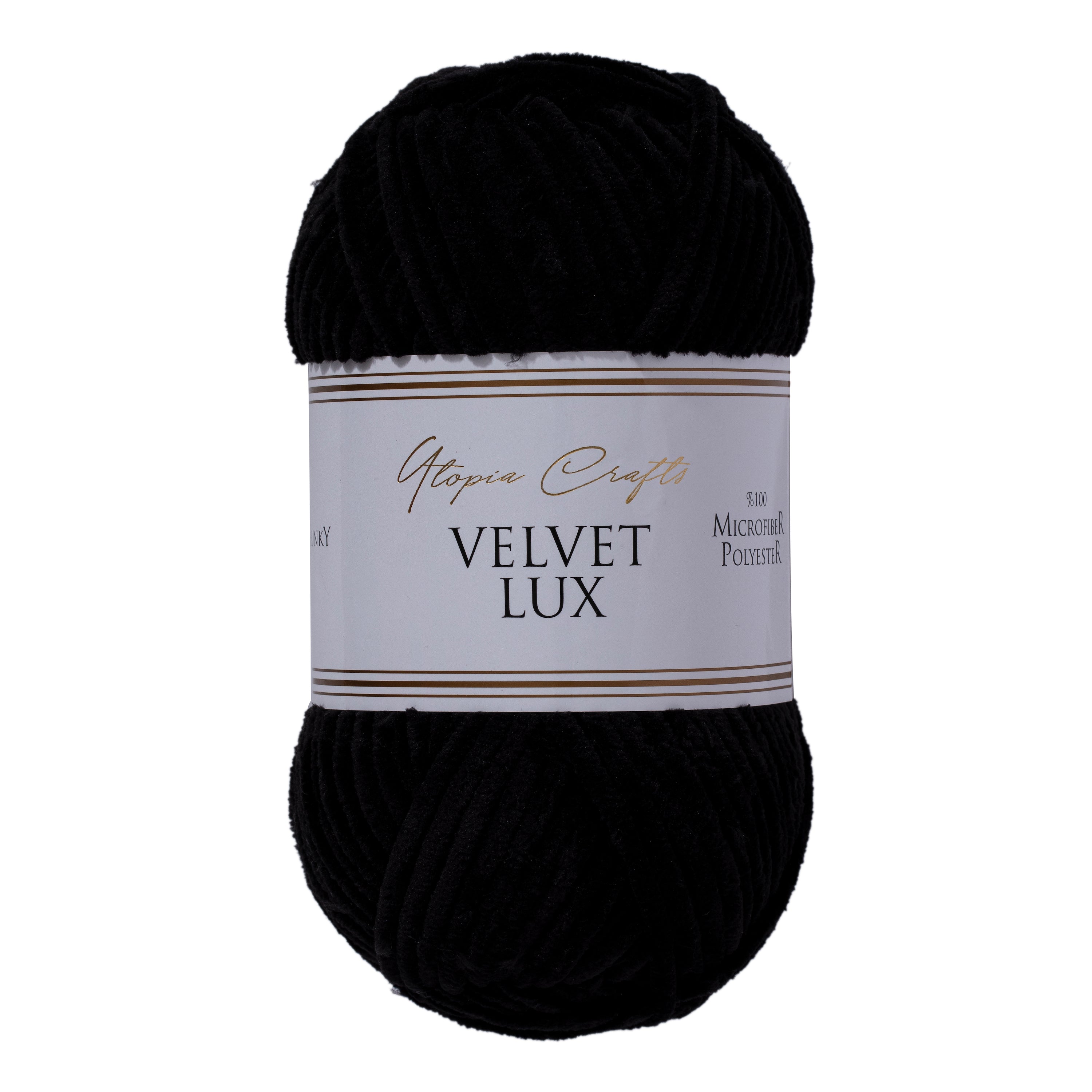 Utopia Crafts Velvet Lux Chenille Super Soft Chunky Yarn for Knitting and Crochet, 100g - 110m (Black)
