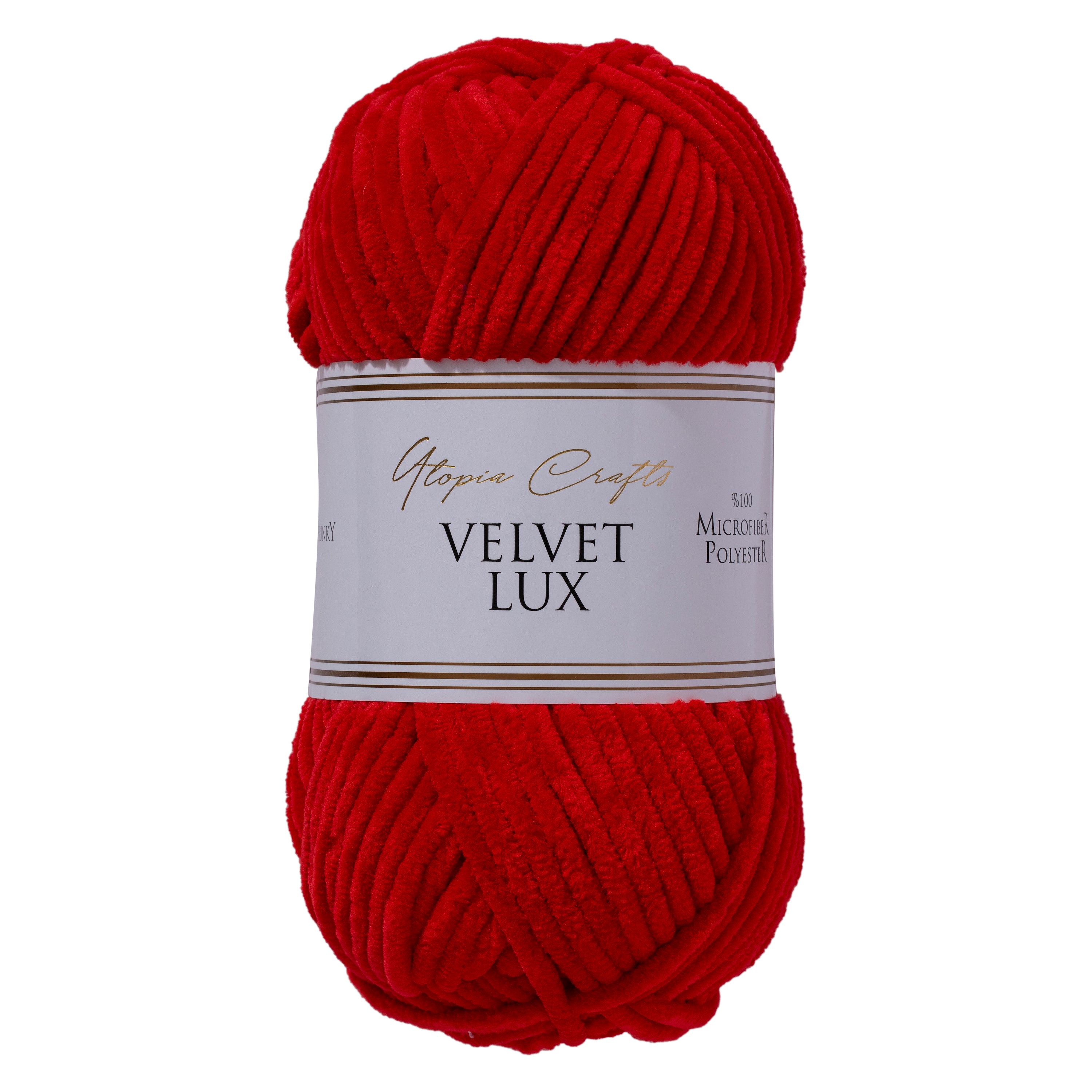 Utopia Crafts Velvet Lux Chenille Super Soft Chunky Yarn for Knitting and Crochet, 100g - 110m (Red)