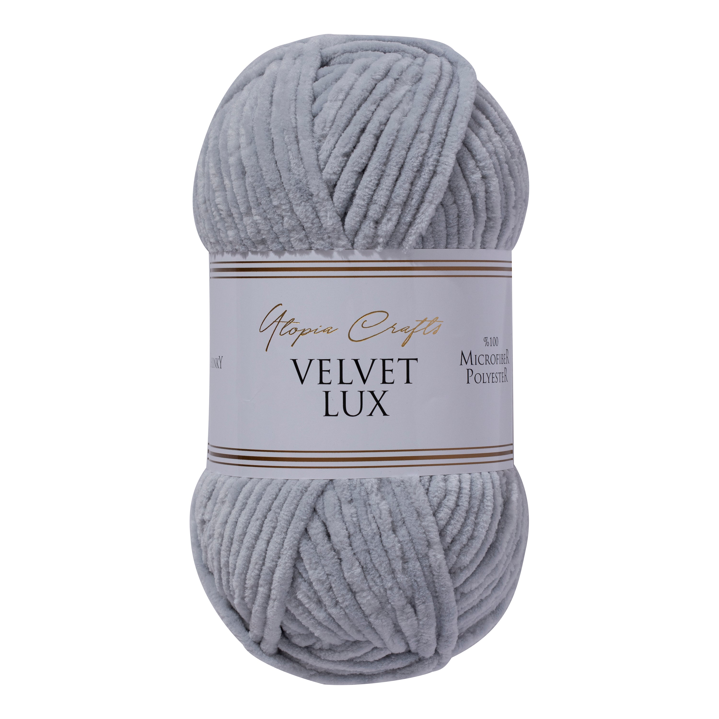 Utopia Crafts Velvet Lux Chenille Super Soft Chunky Yarn for Knitting and Crochet, 100g - 110m (Grey)