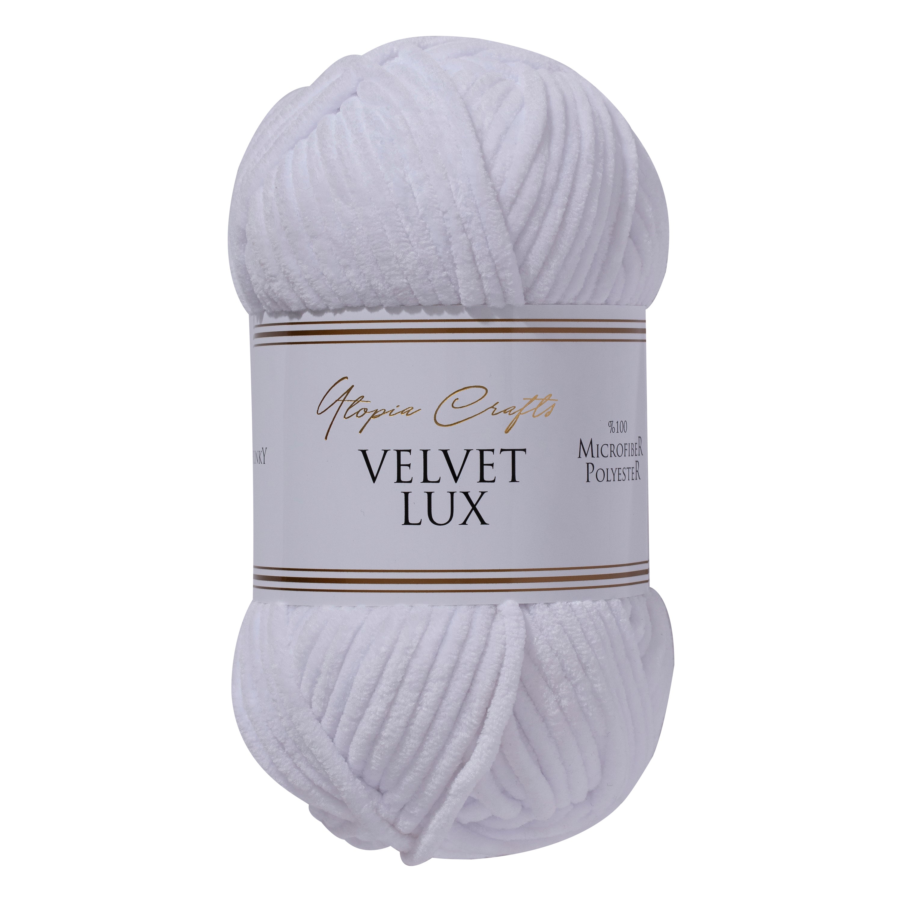 Utopia Crafts Velvet Lux Chenille Super Soft Chunky Yarn for Knitting and Crochet, 100g - 110m (White)