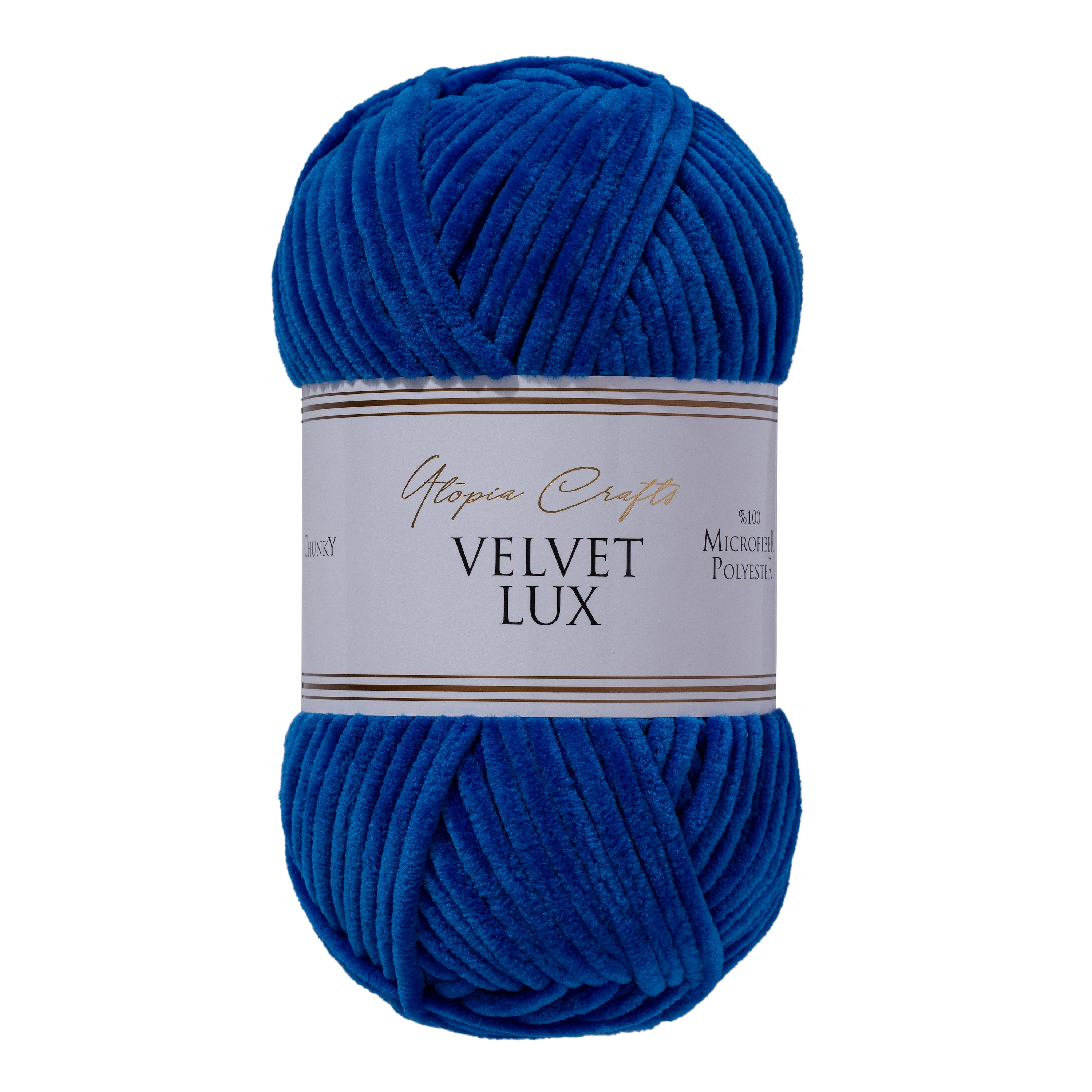 Utopia Crafts Velvet Lux Chenille Super Soft Chunky Yarn for Knitting and Crochet, 100g - 110m (Navy Blue)
