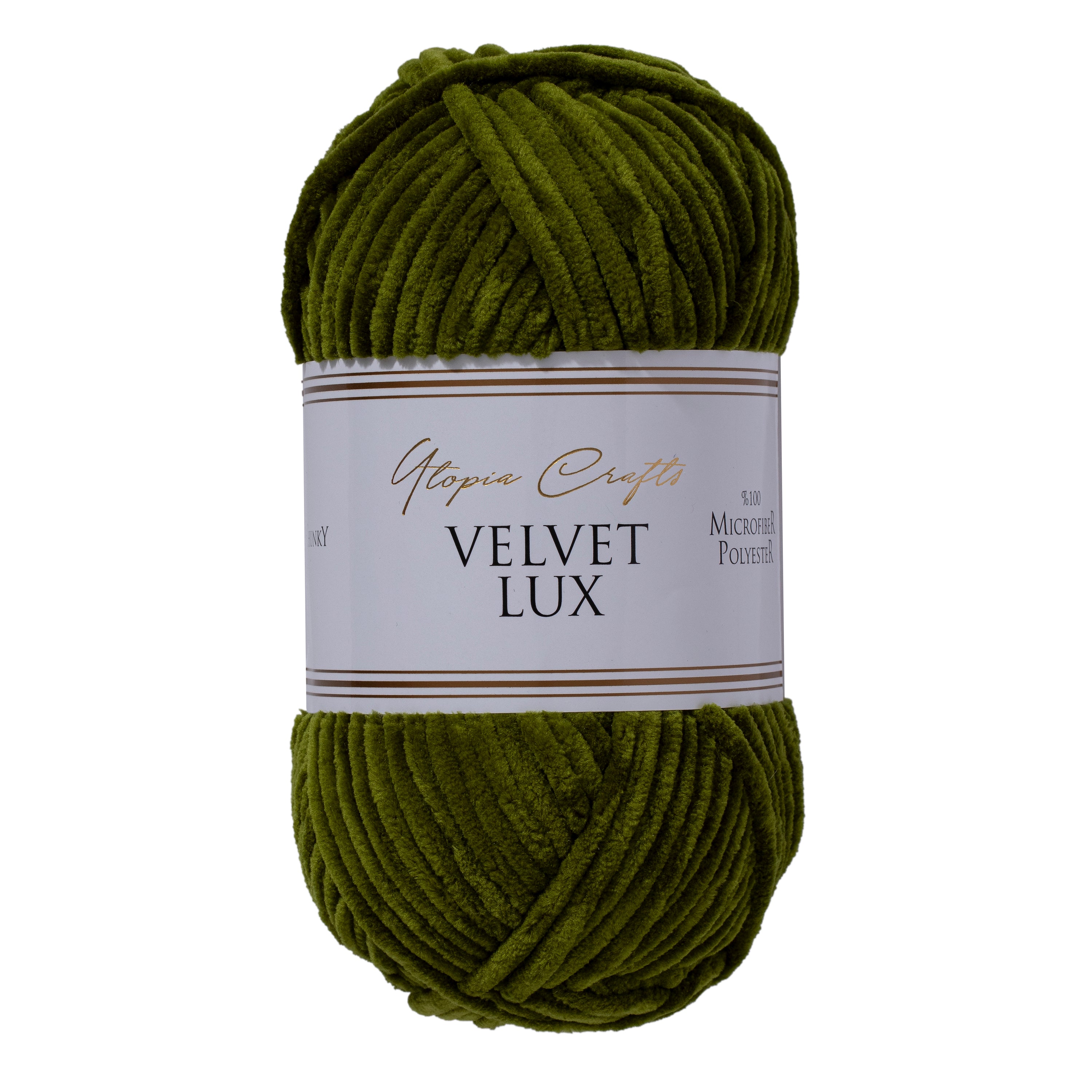 Utopia Crafts Velvet Lux Chenille Super Soft Chunky Yarn for Knitting and Crochet, 100g - 110m (Dark Olive)