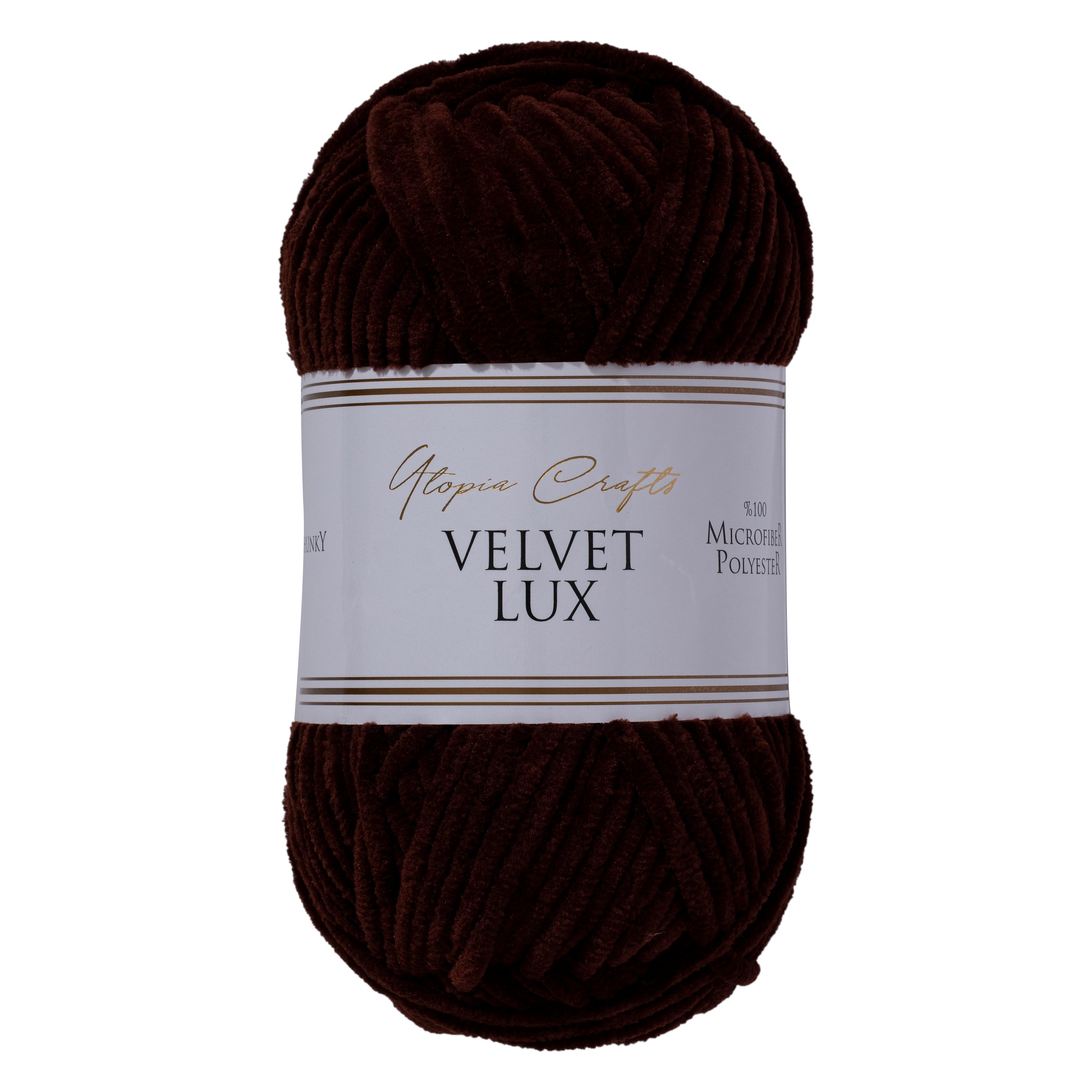 Utopia Crafts Velvet Lux Chenille Super Soft Chunky Yarn for Knitting and Crochet, 100g - 110m (Dark Brown)