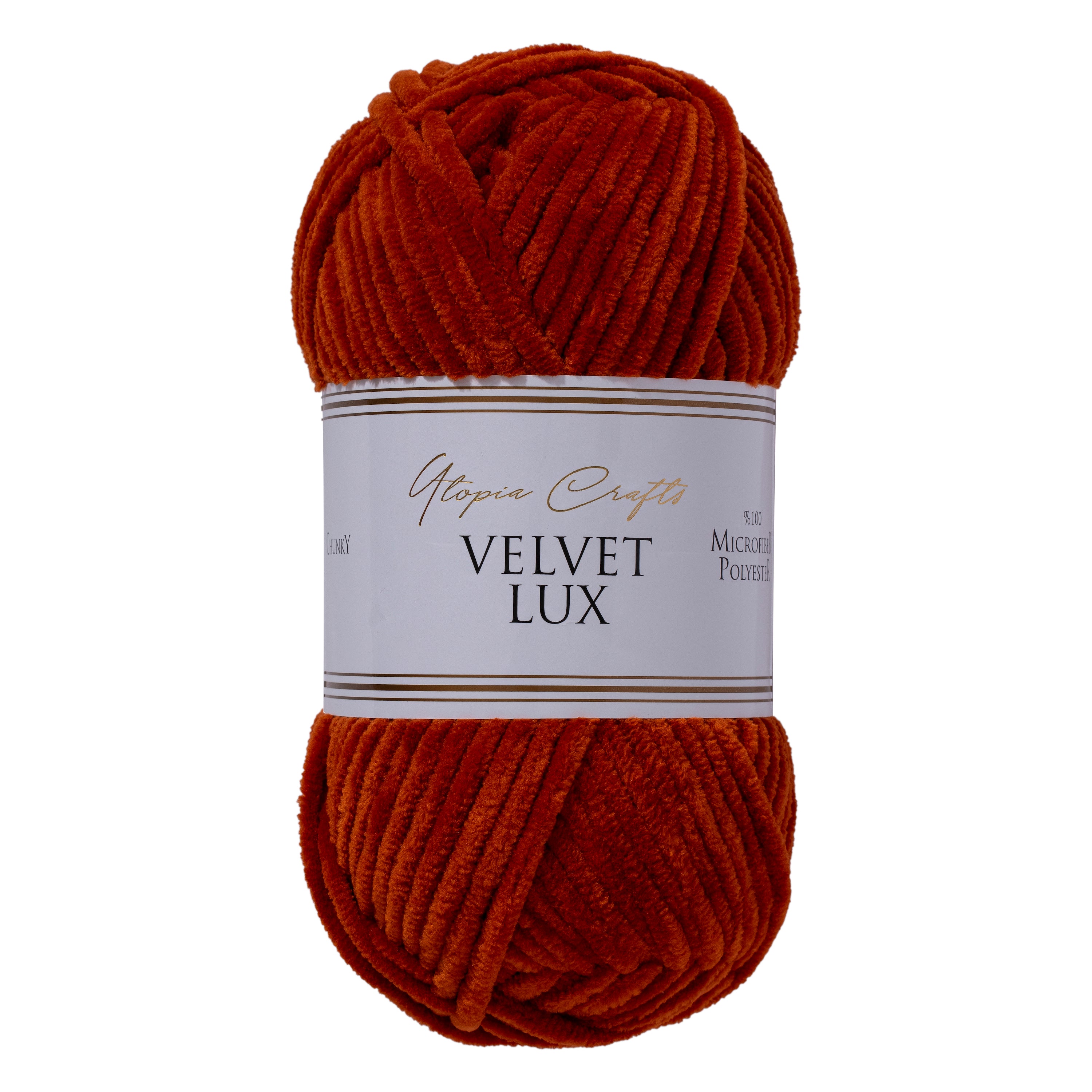 Utopia Crafts Velvet Lux Chenille Super Soft Chunky Yarn for Knitting and Crochet, 100g - 110m (Dark Orange)