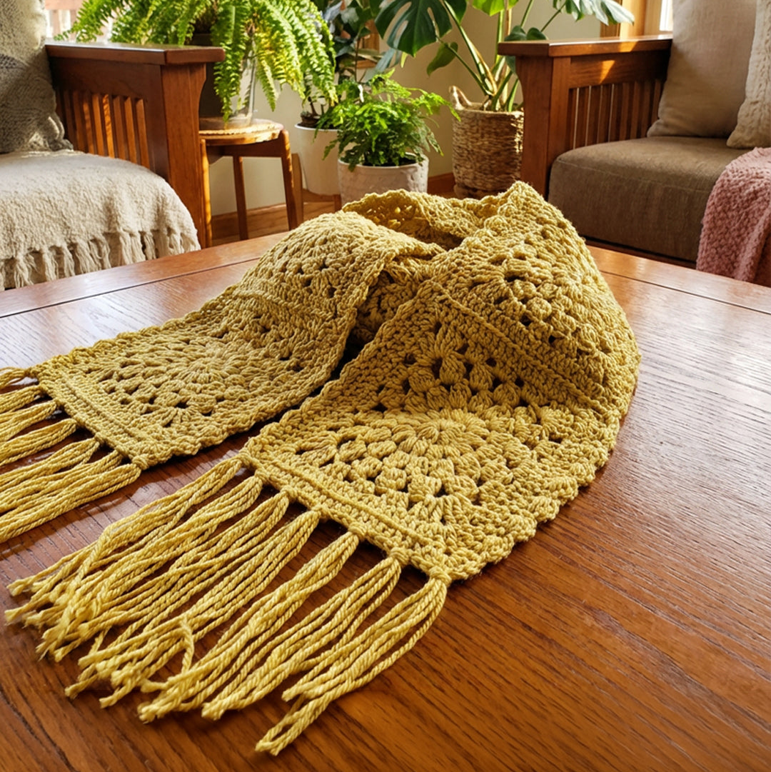 Easy Sunburst Granny Scarf — Free Crochet Pattern