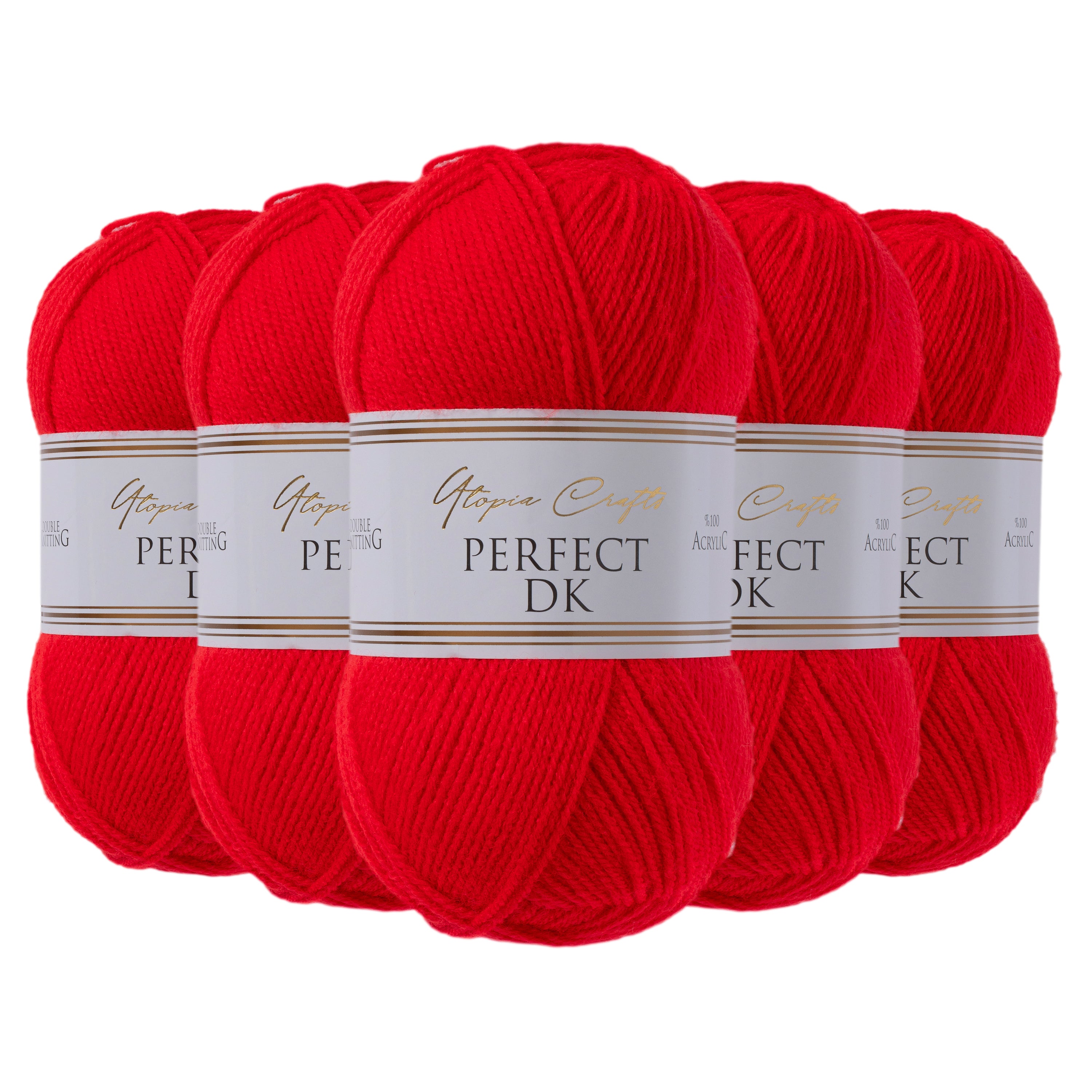 Utopia Crafts DK Double Knitting Yarn, 5x 100g [Scarlet]