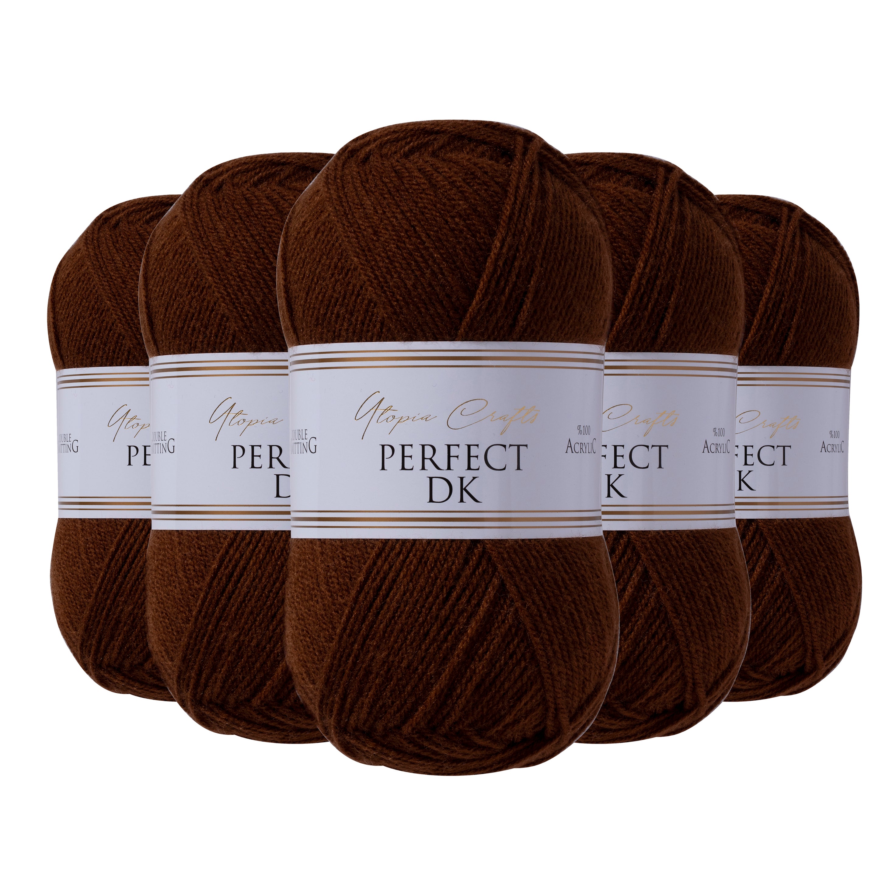 Utopia Crafts DK Double Knitting Yarn, 5x 100g [Potting Soil]
