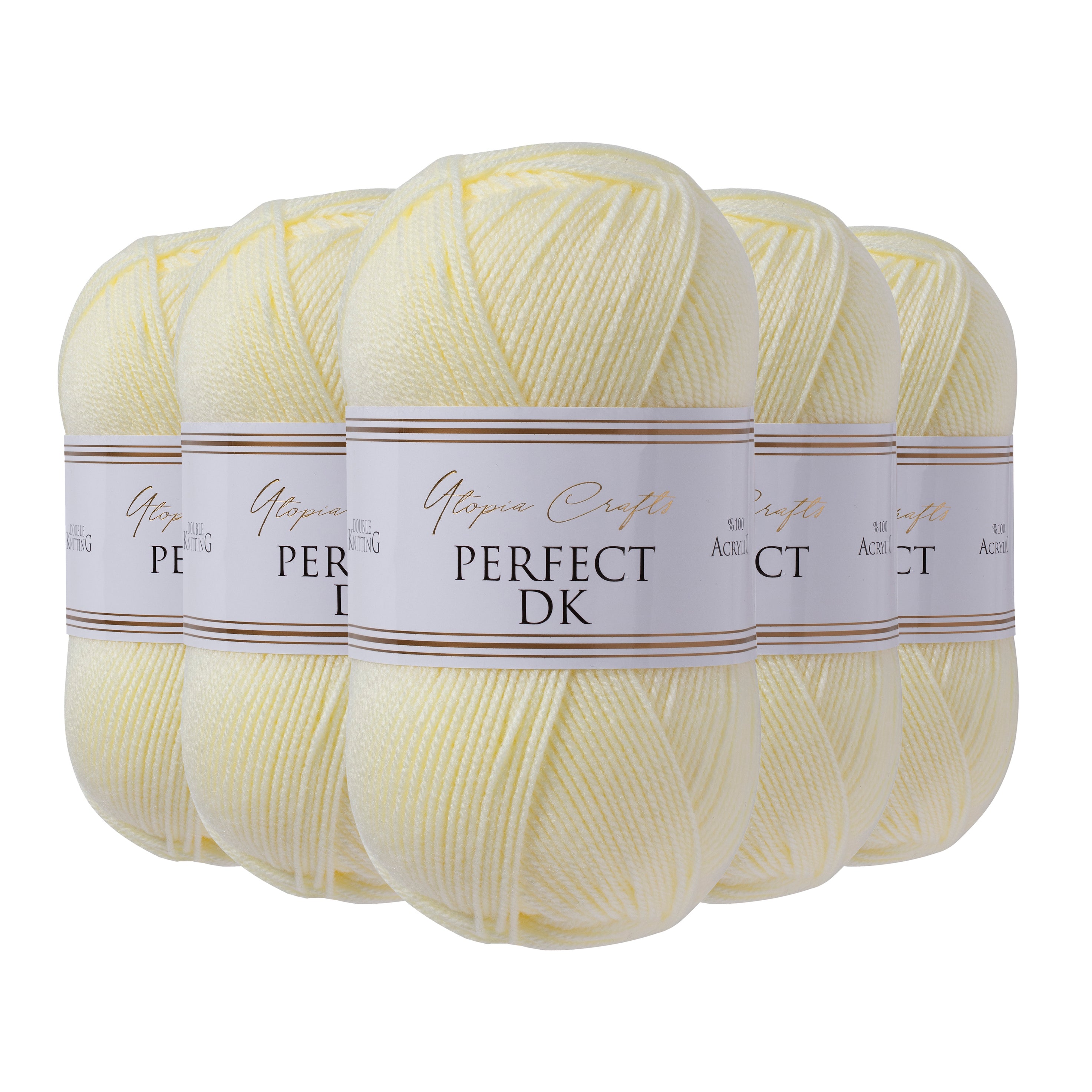 Utopia Crafts DK Double Knitting Yarn, 5x 100g [Baby Yellow]