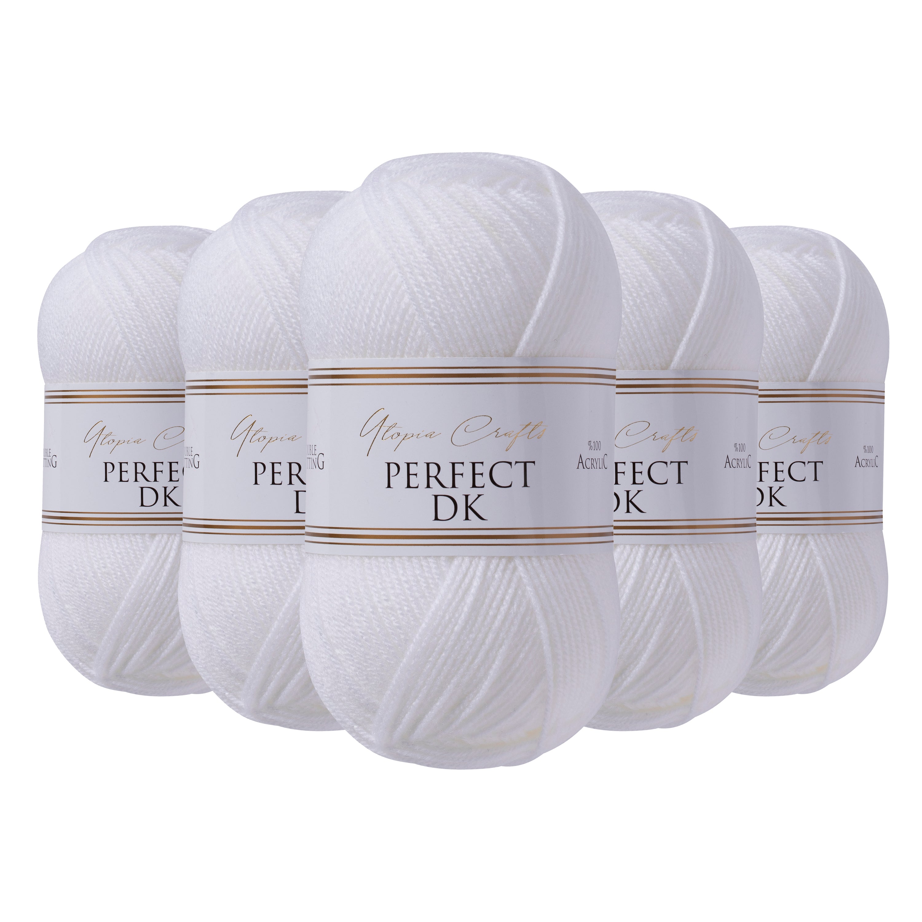 Utopia Crafts DK Double Knitting Yarn, 5x 100g [White]