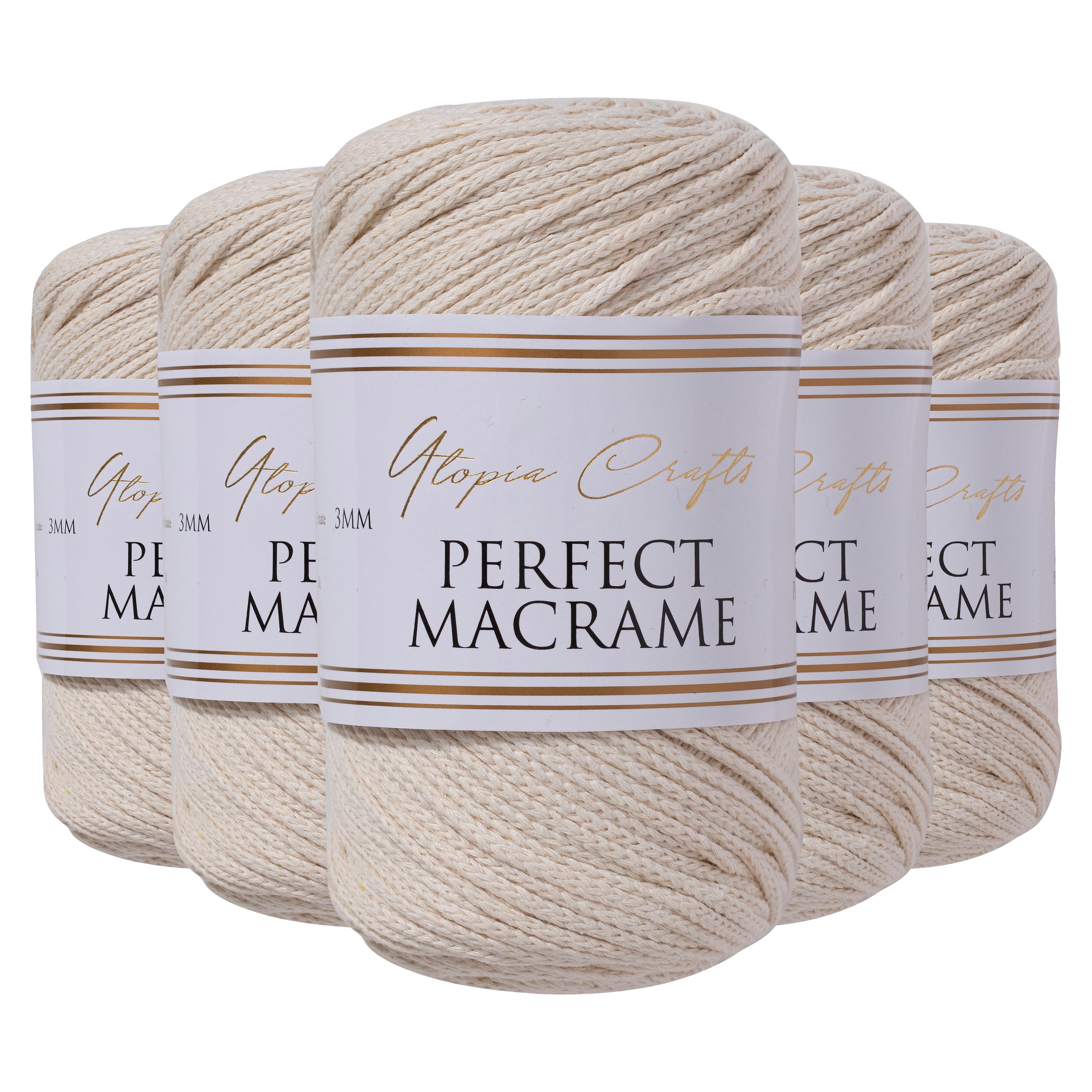 Utopia Crafts Macrame Cord 3mm, 5x 130m [Ivory]